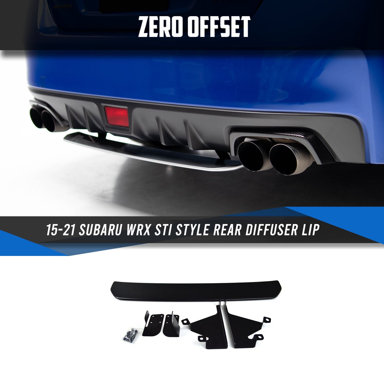 Zero Offset  STI Style Rear Diffuser Lip for 15-21 Subaru WRX - MODE Auto Concepts