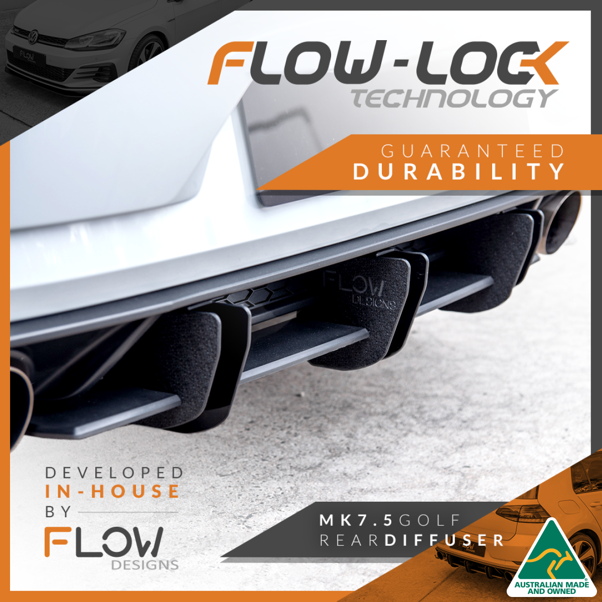 VW MK7.5 Golf GTI Flow-Lock Rear Diffuser - MODE Auto Concepts