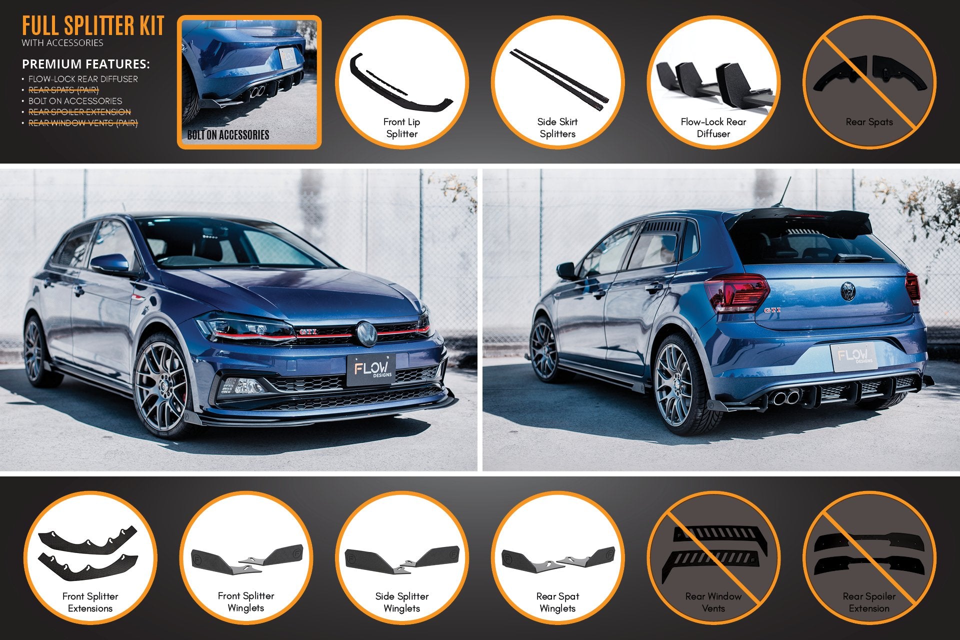 AW Polo GTI Full Splitter Set - MODE Auto Concepts