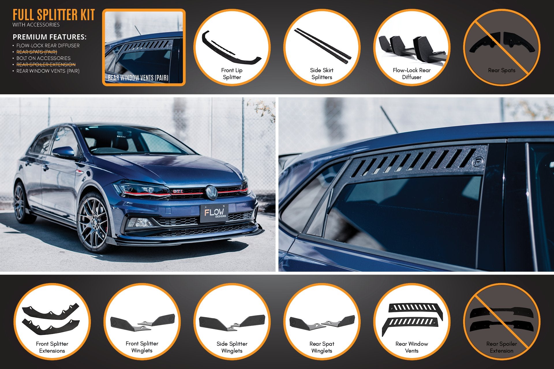 AW Polo GTI Full Splitter Set - MODE Auto Concepts