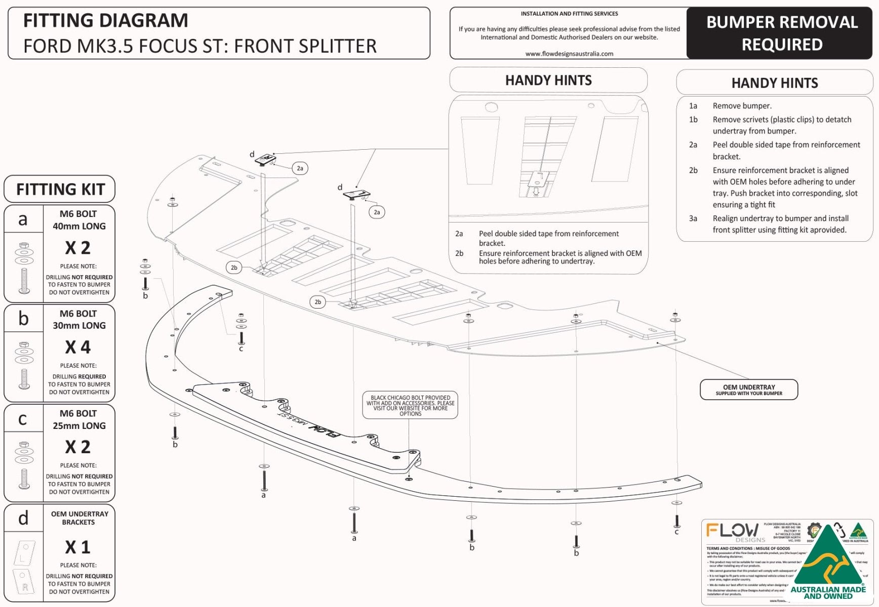 Ford MK3.5 Focus ST (Facelift) Front Splitter (2 Piece) - MODE Auto Concepts