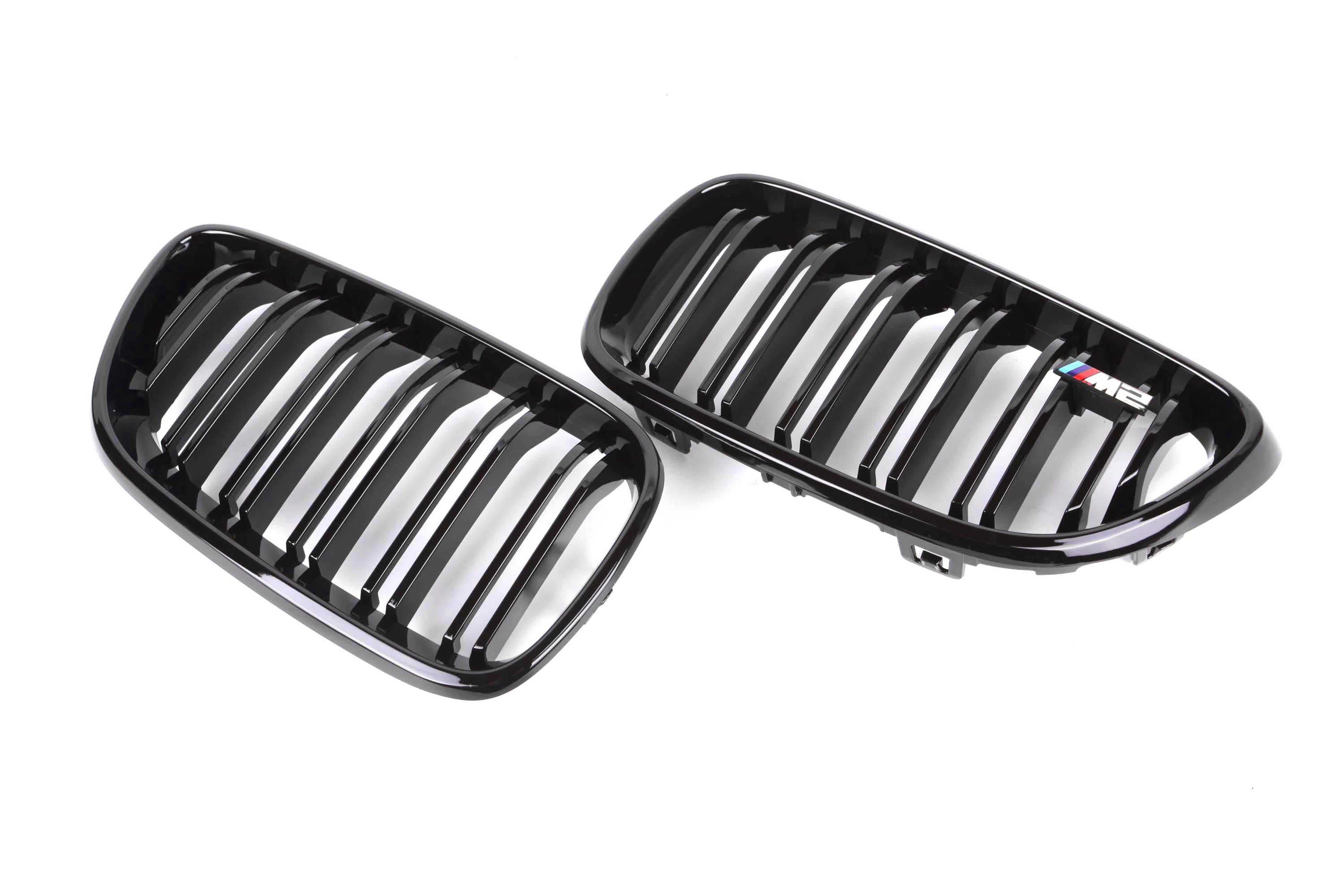 Zero Offset  M Performance Style Gloss Black Grill (Dual Slat) For BMW 2 Series F22 F23 / M2 F87 Non Comp 14-20 - MODE Auto Concepts