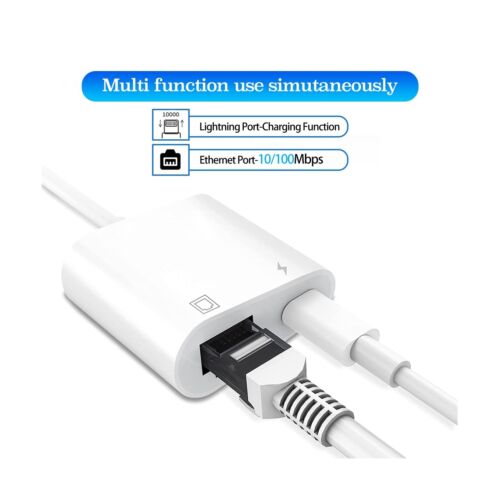 Lightning to Ethernet Adapter - RJ45 ENET LAN Network Adapter - Plug & Play with Charge Port - Supports 100Mbps - iPhone & iPad iOS 10.3.3 to iOS 14.8.1 - MODE Auto Concepts