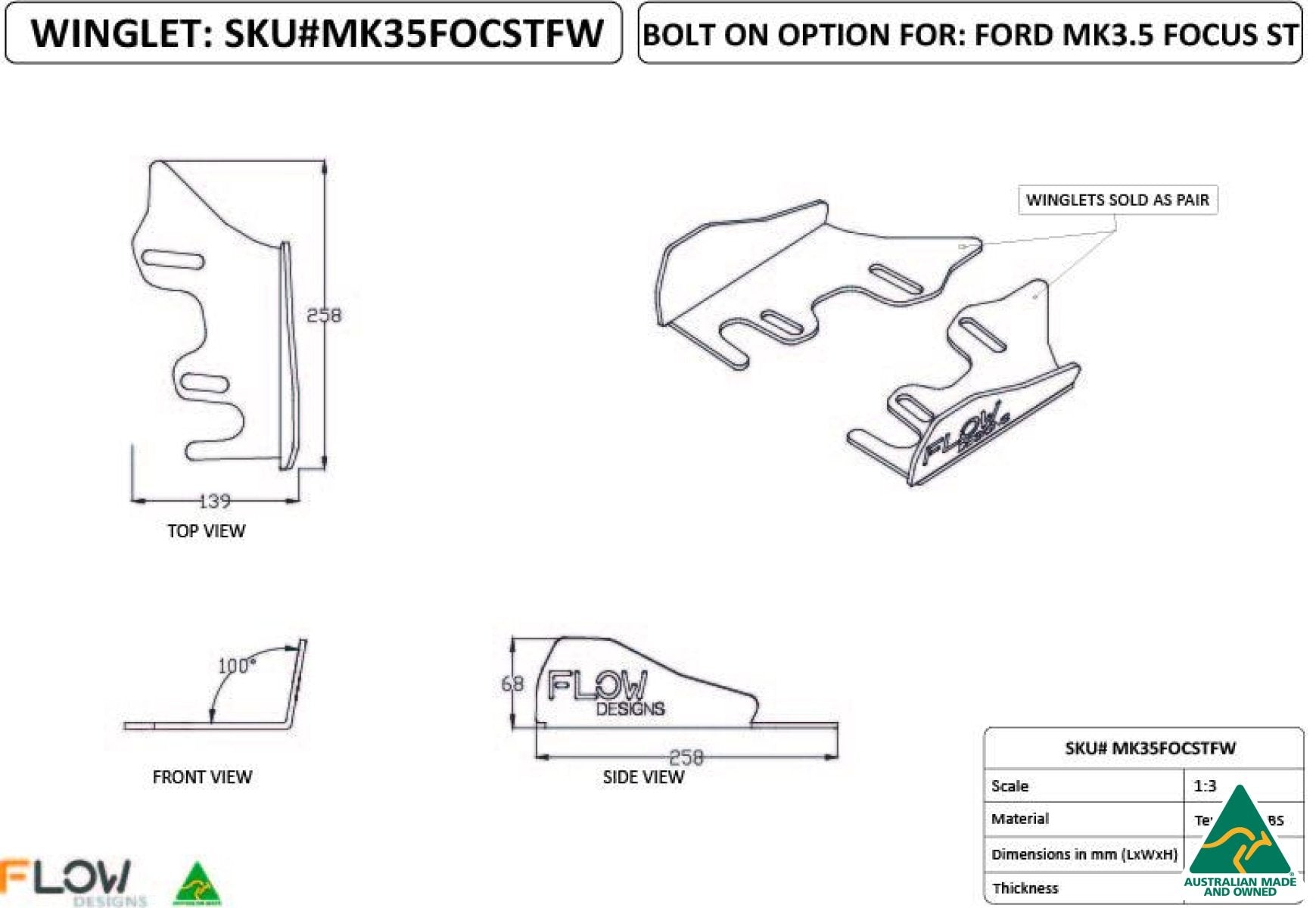 258mm Front Winglets MK35FOCSTFW - MODE Auto Concepts