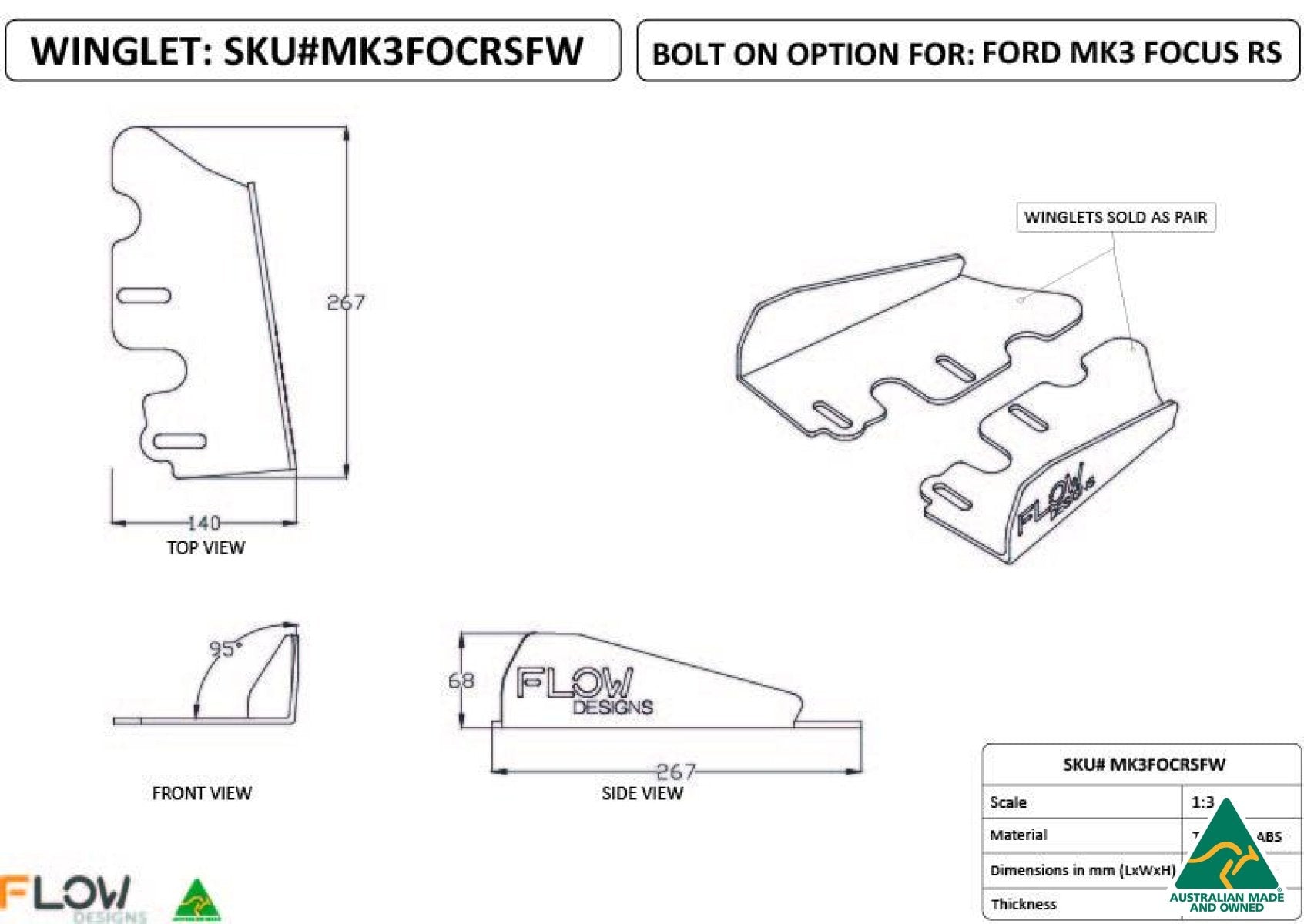 264mm Front Winglets MK3FOCRSFW - MODE Auto Concepts