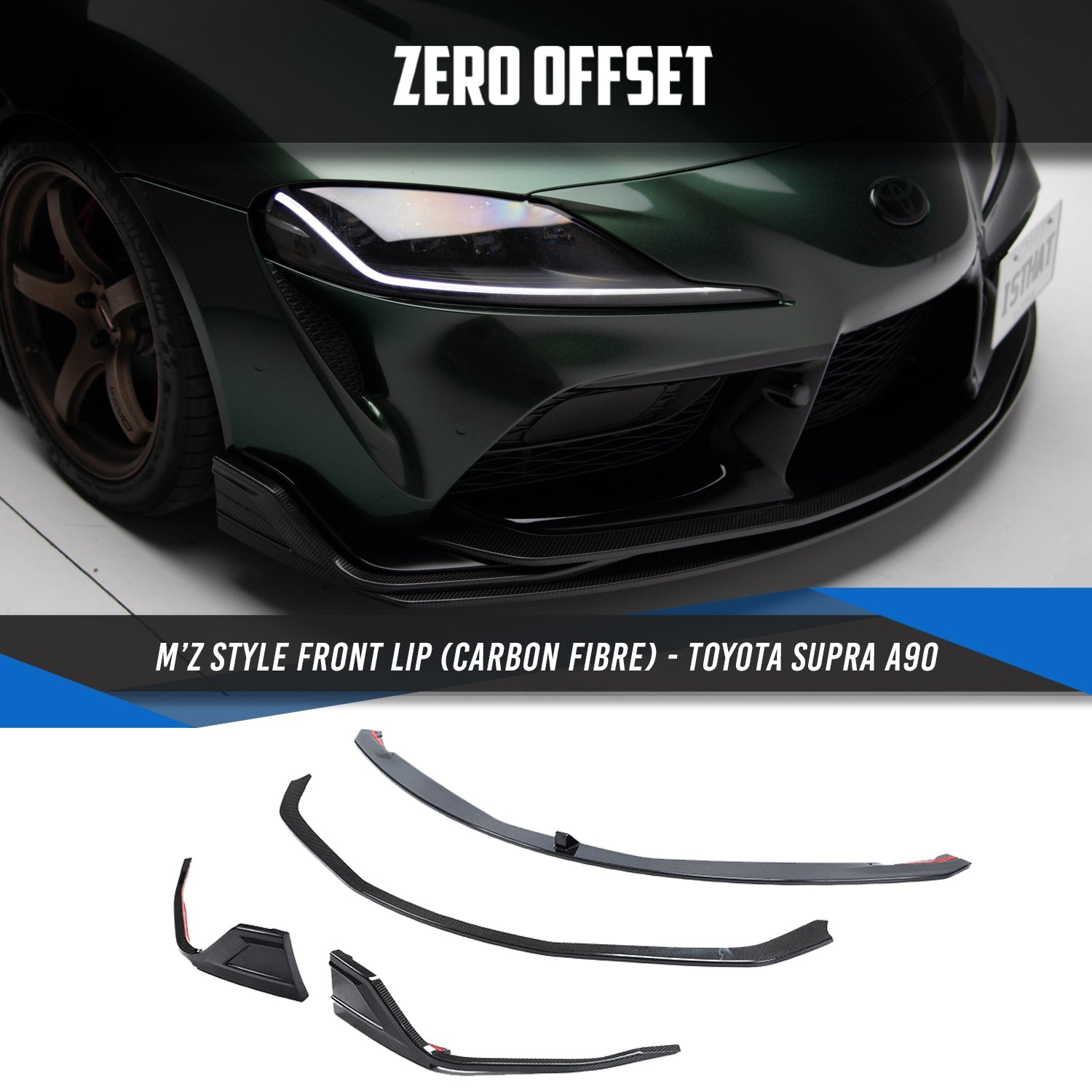 Zero Offset  M'Z Style Front Lip (Carbon Fibre) for Toyota Supra A90 - MODE Auto Concepts