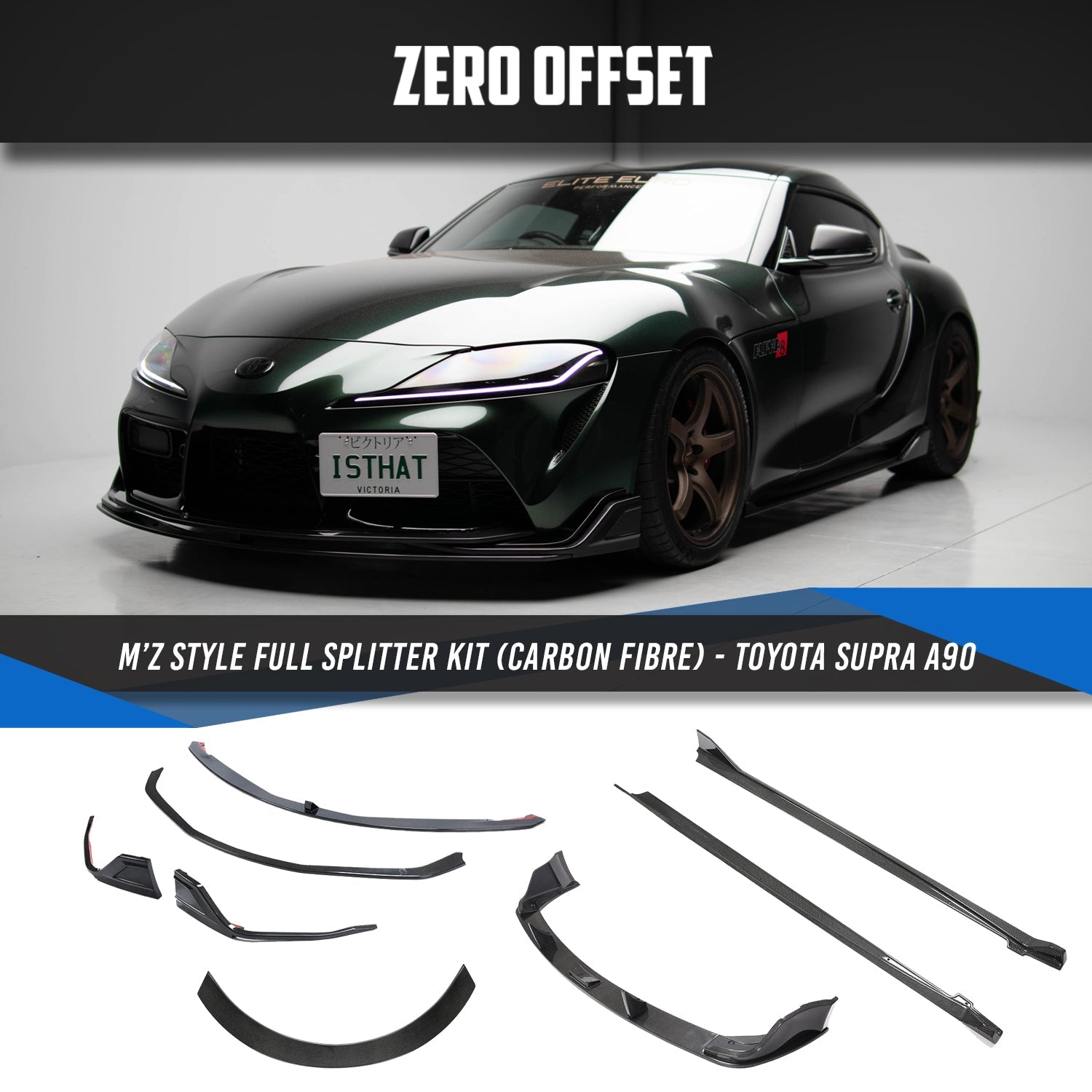 Zero Offset  M'Z Style Full Splitter Kit (Carbon Fibre) for Toyota Supra A90 - MODE Auto Concepts