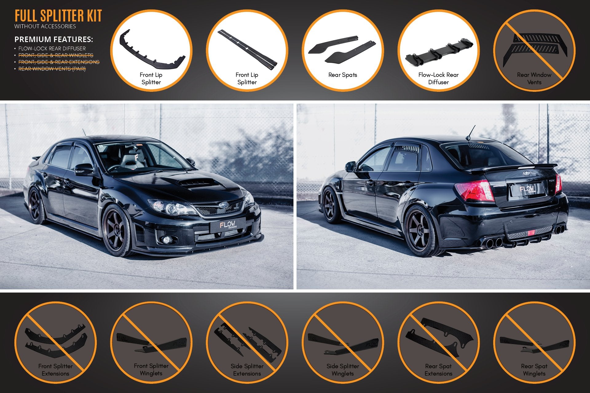 Impreza WRX / STI G3 Sedan (FL) Full Lip Splitter Set - MODE Auto Concepts