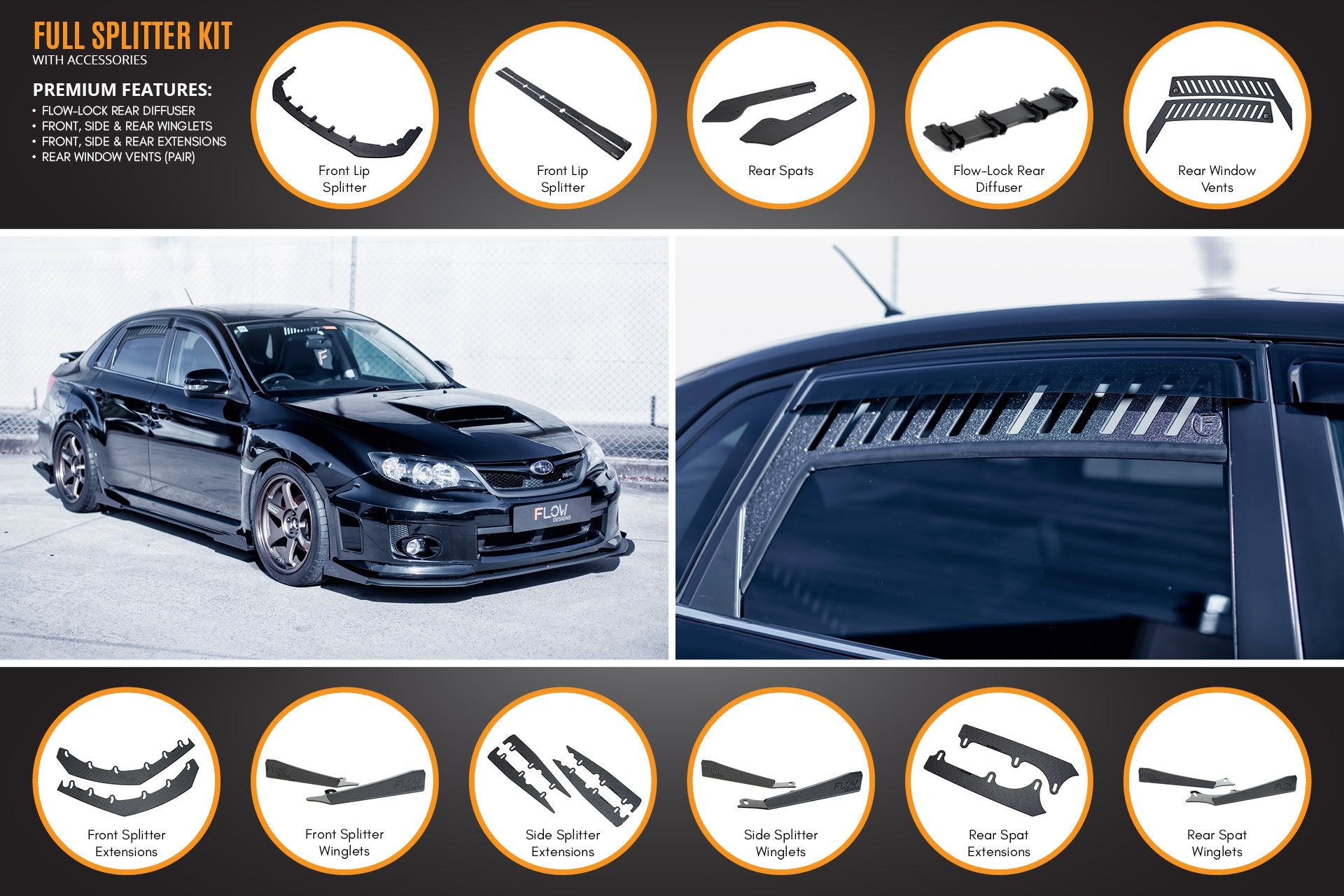 Impreza WRX / STI G3 Sedan (FL) Full Lip Splitter Set - MODE Auto Concepts