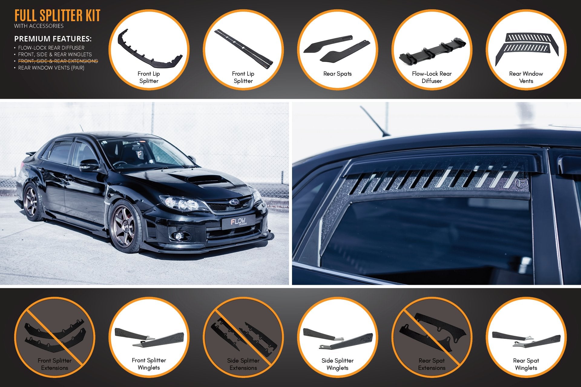 Impreza WRX / STI G3 Sedan (FL) Full Lip Splitter Set - MODE Auto Concepts