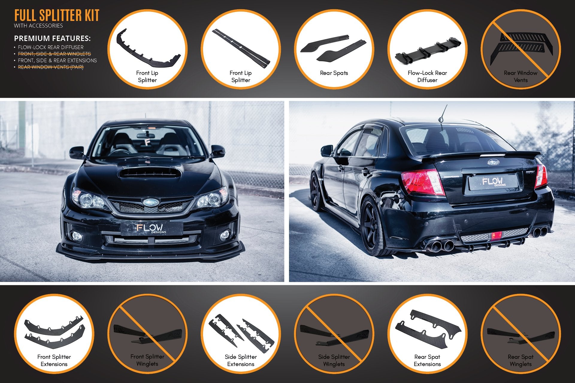 Impreza WRX / STI G3 Sedan (FL) Full Lip Splitter Set - MODE Auto Concepts