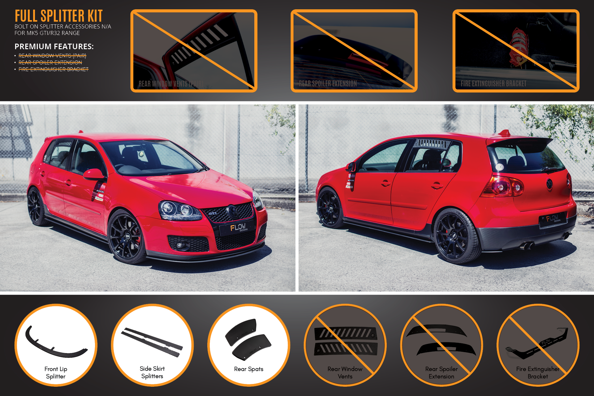 VW MK5 Golf GTI Full Lip Splitter Set - MODE Auto Concepts