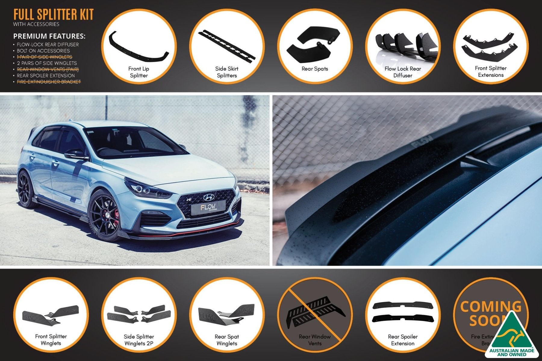 i30N Hatch PD (2018-2020) Full Lip Splitter Set - MODE Auto Concepts