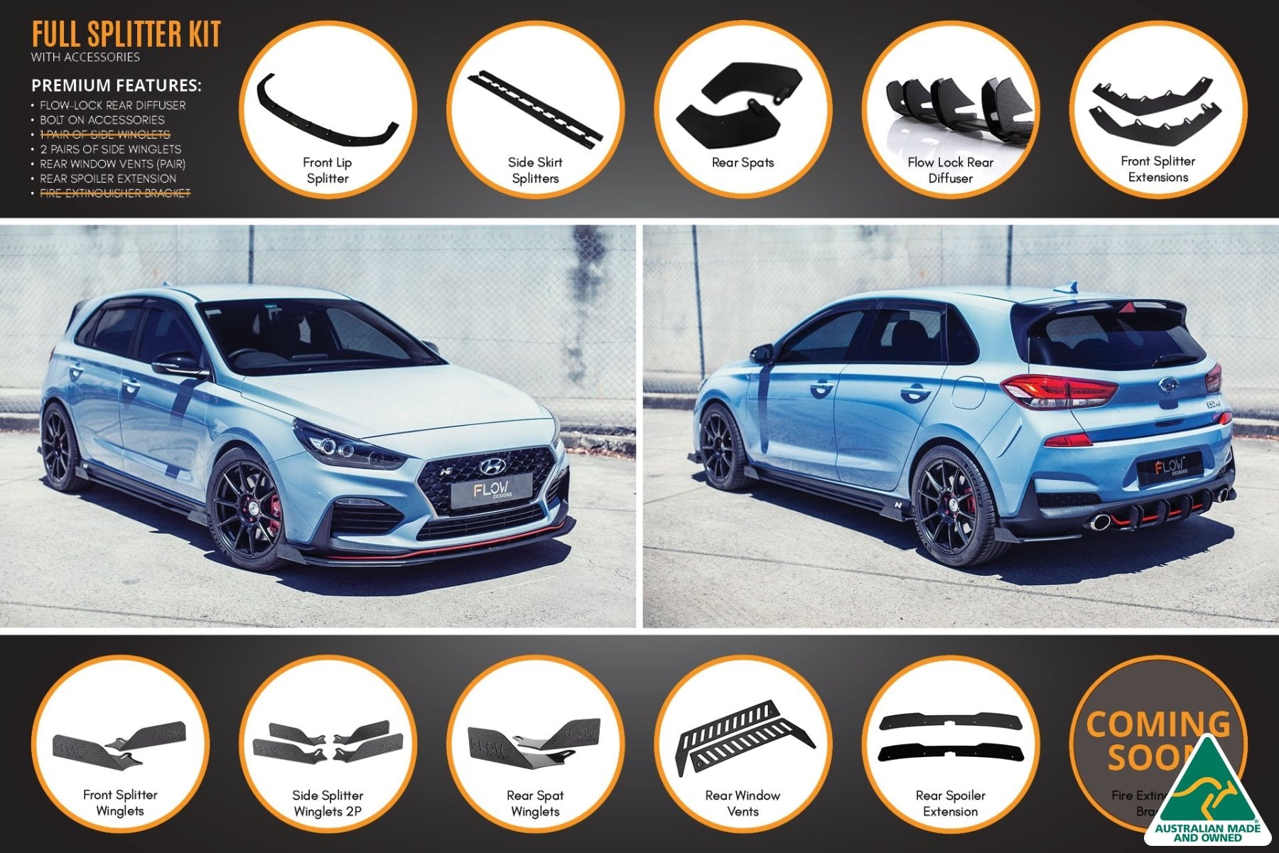 i30N Hatch PD (2018-2020) Full Lip Splitter Set - MODE Auto Concepts