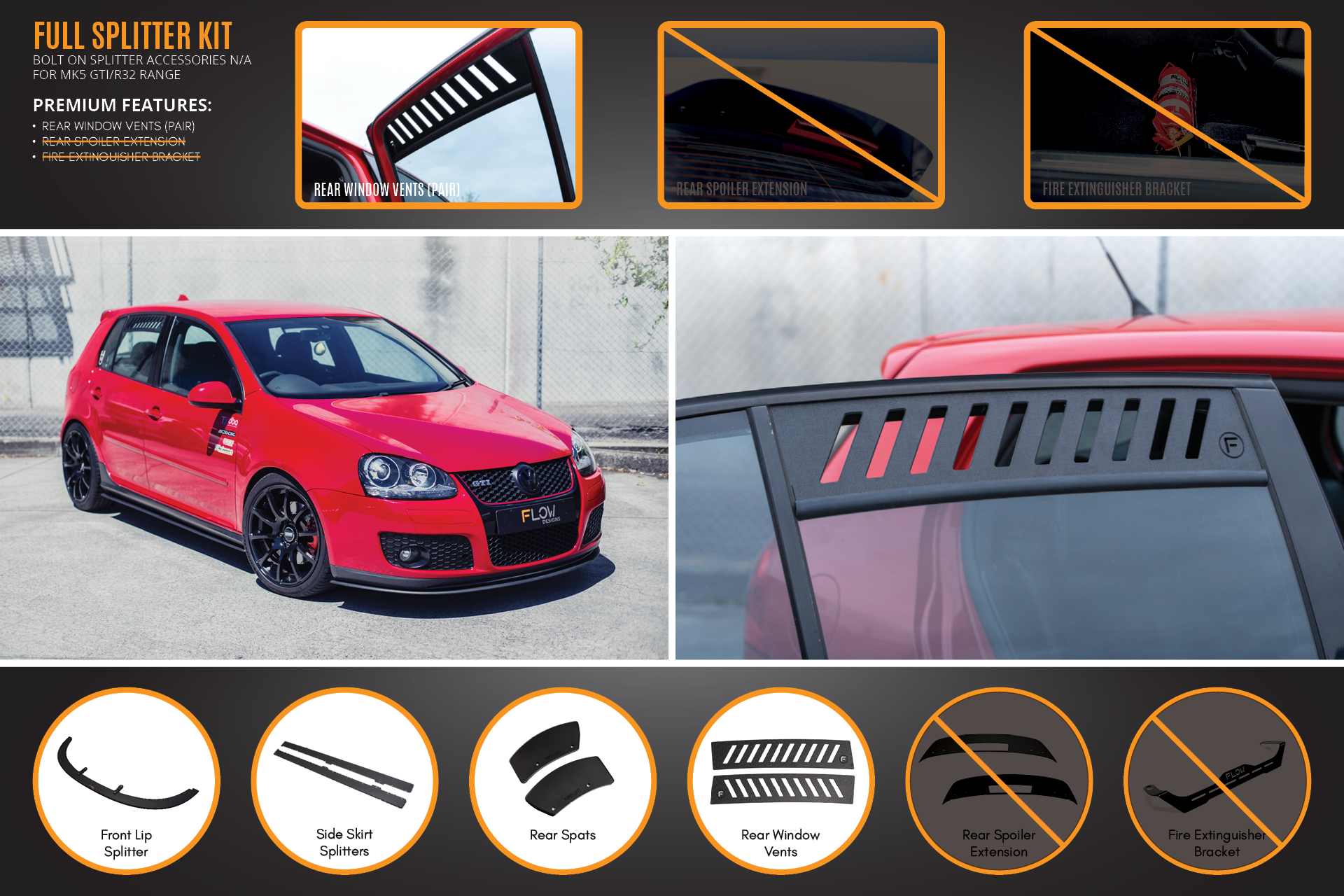 VW MK5 Golf GTI Full Lip Splitter Set - MODE Auto Concepts