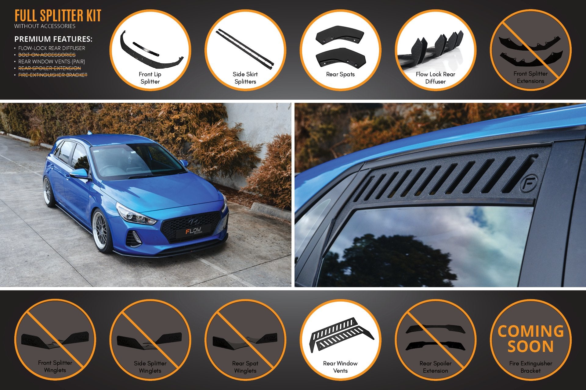 i30 SR Hatch (2017-2018) Full Lip Splitter Set - MODE Auto Concepts