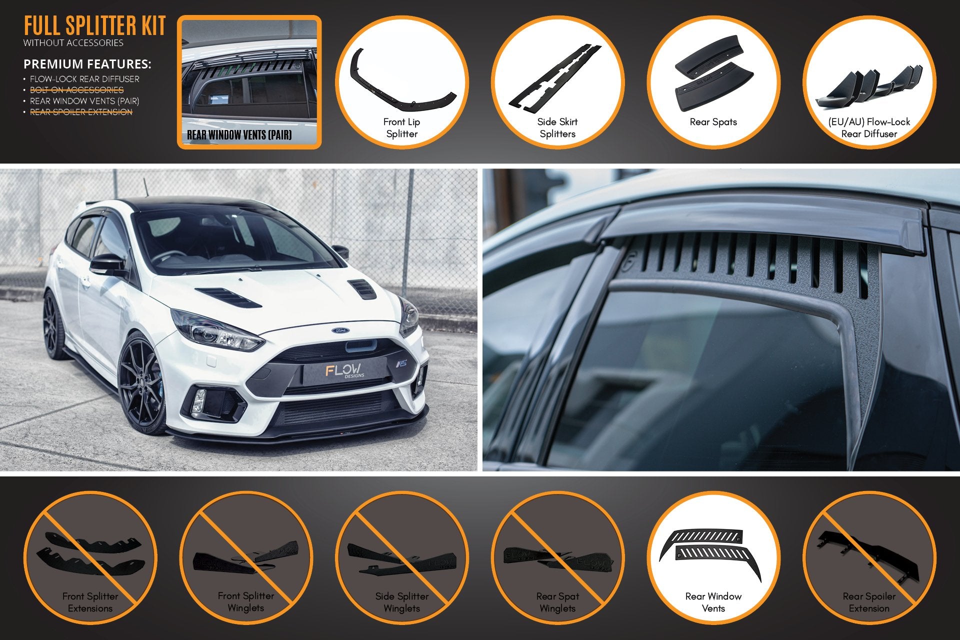 MK3 Focus RS Full Lip Splitter Kit - MODE Auto Concepts