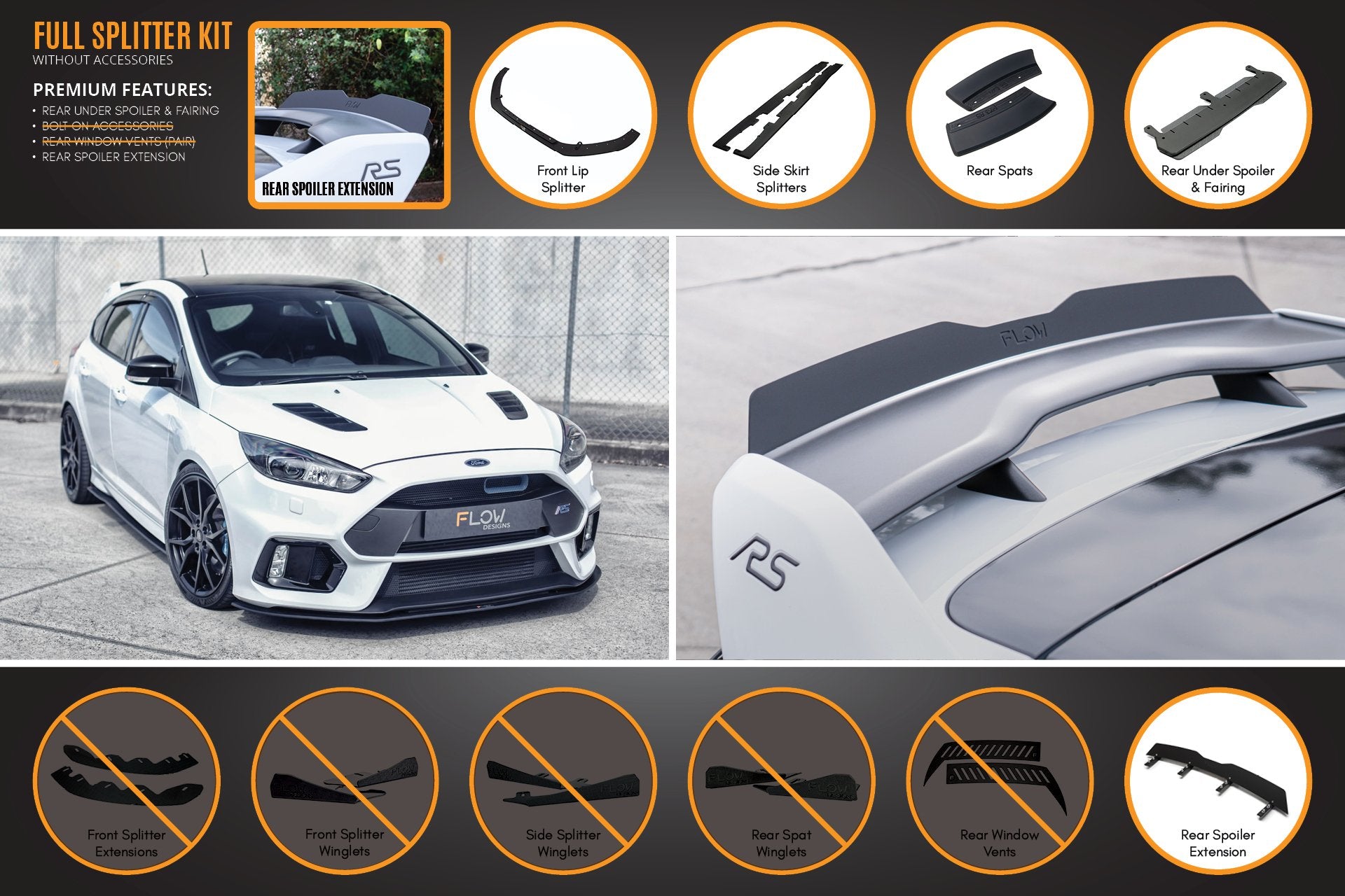 MK3 Focus RS Full Lip Splitter Kit - MODE Auto Concepts