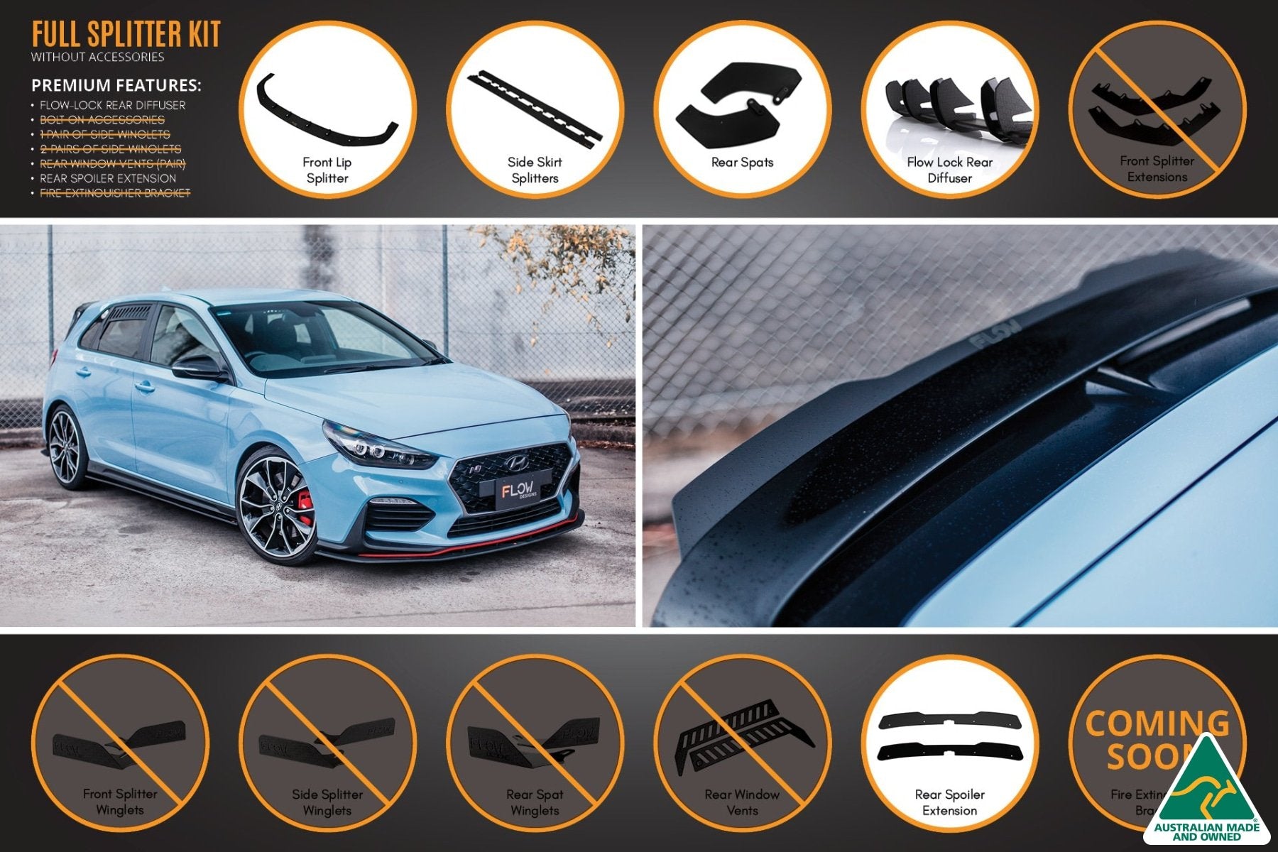 i30N Hatch PD (2018-2020) Full Lip Splitter Set - MODE Auto Concepts