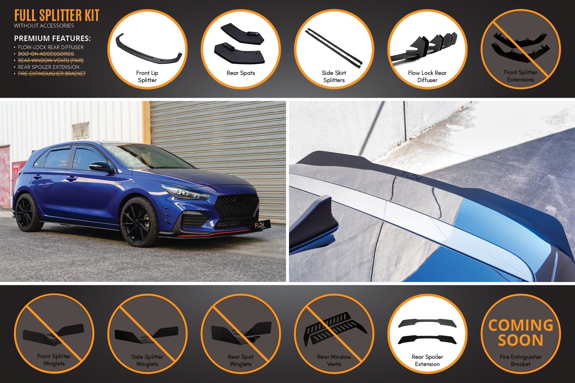 i30 N Line Hatch PD (2018-2020) Full Lip Splitter Set - MODE Auto Concepts