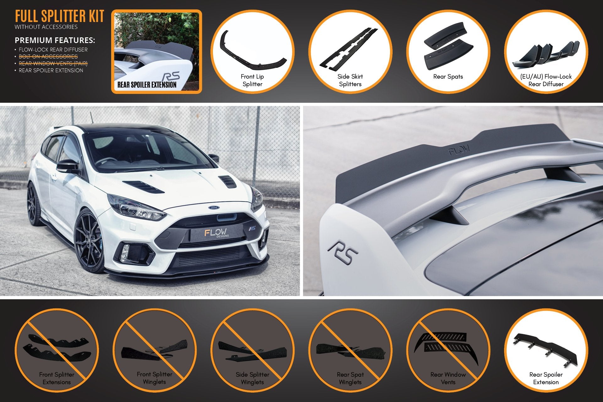 MK3 Focus RS Full Lip Splitter Kit - MODE Auto Concepts