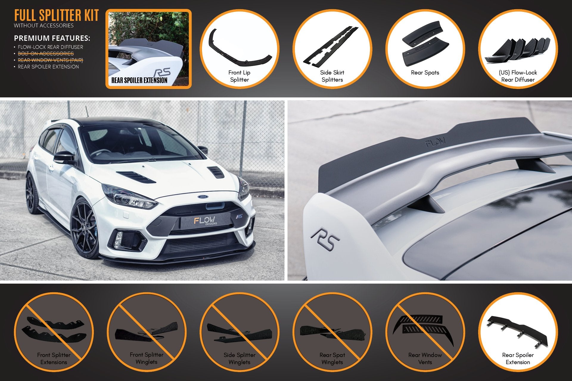 MK3 Focus RS Full Lip Splitter Kit - MODE Auto Concepts