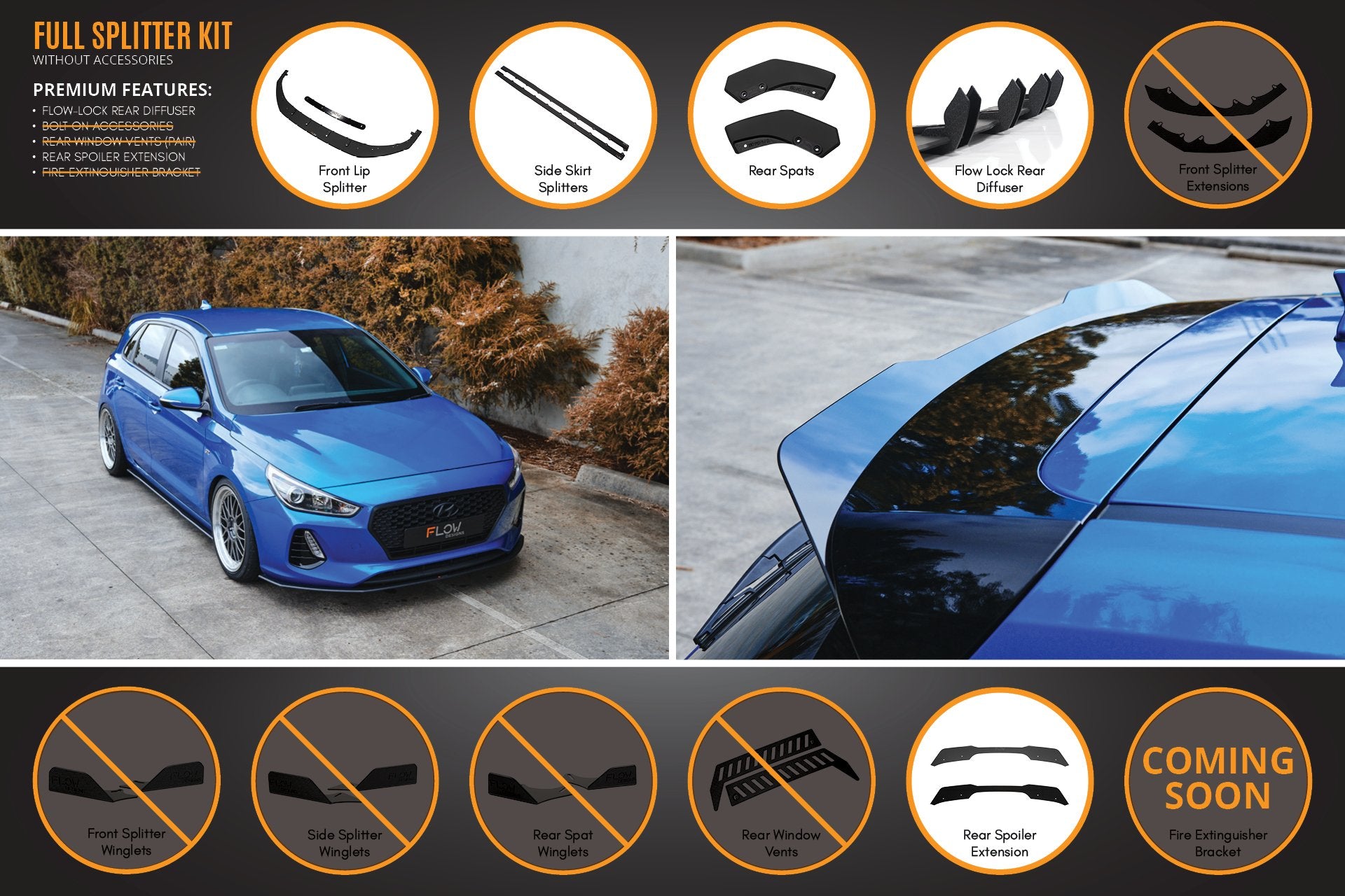 i30 SR Hatch (2017-2018) Full Lip Splitter Set - MODE Auto Concepts