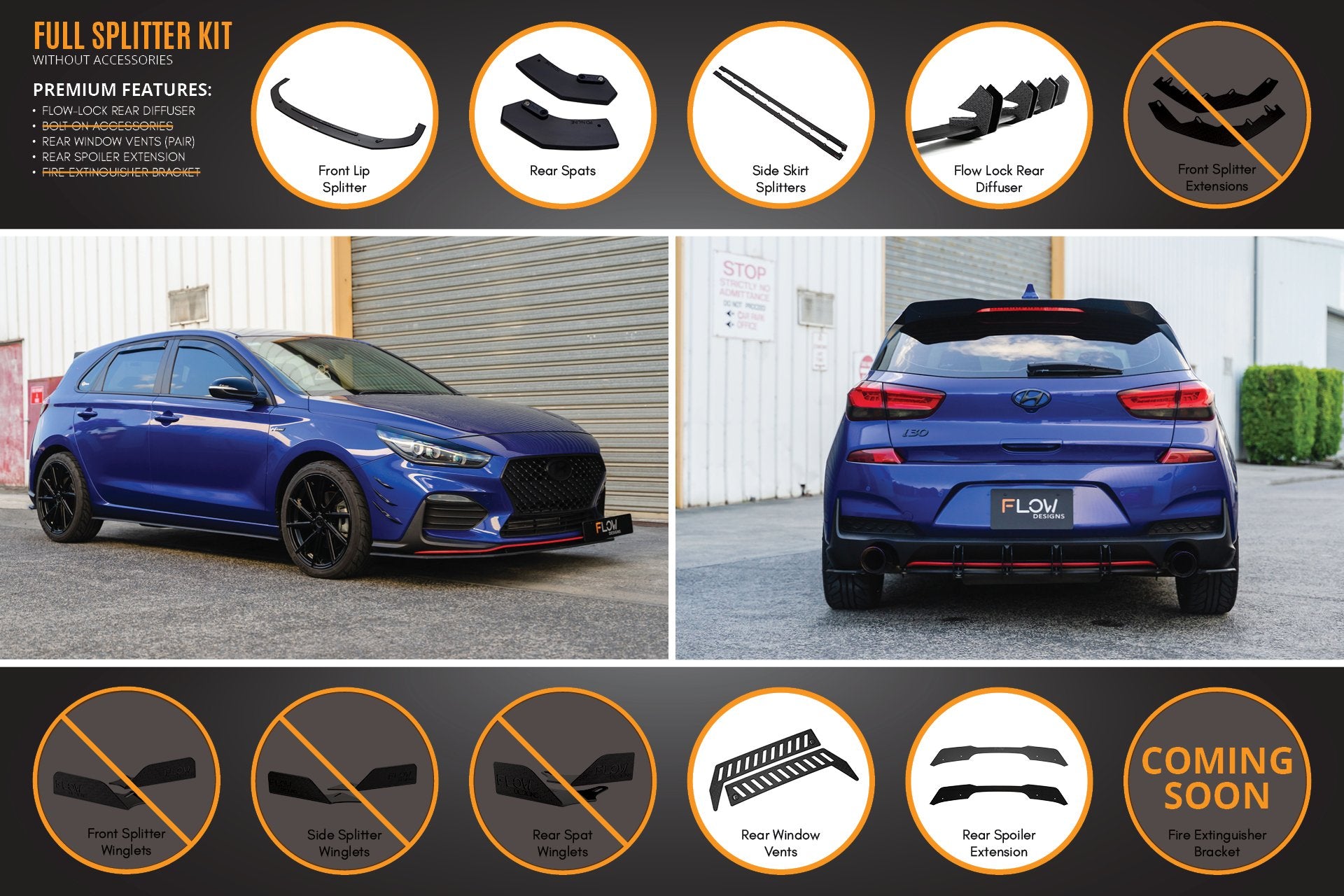 i30 N Line Hatch PD (2018-2020) Full Lip Splitter Set - MODE Auto Concepts