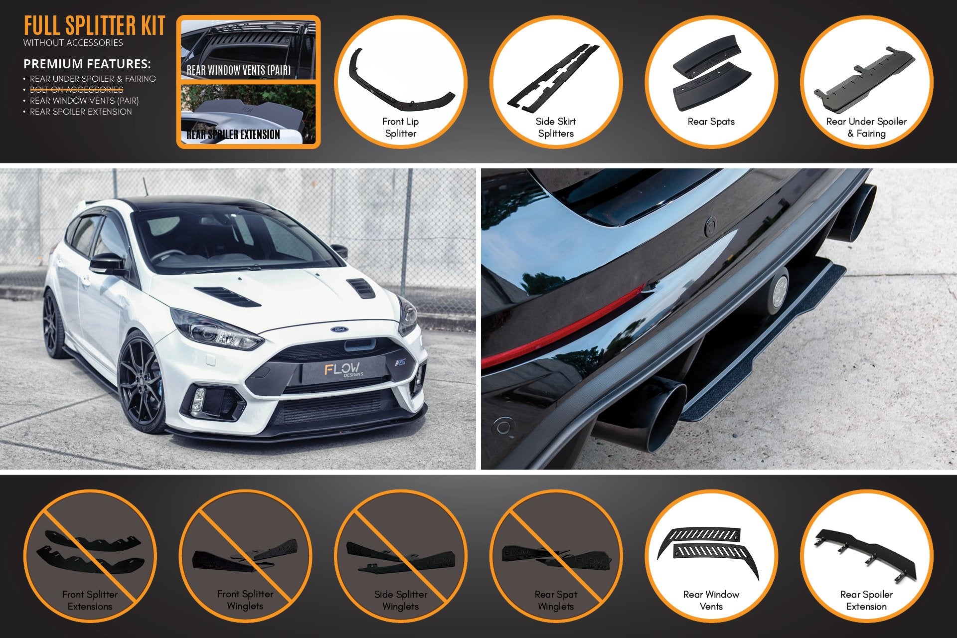 MK3 Focus RS Full Lip Splitter Kit - MODE Auto Concepts