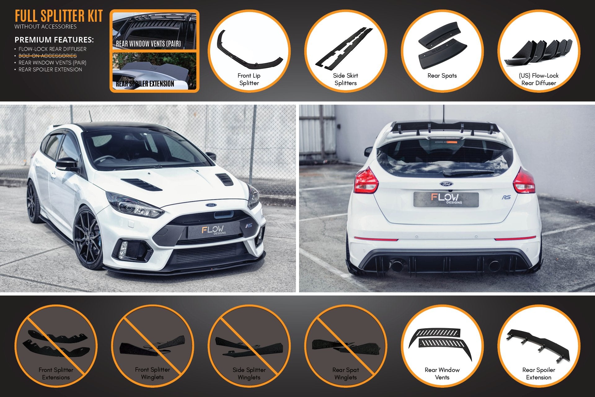 MK3 Focus RS Full Lip Splitter Kit - MODE Auto Concepts