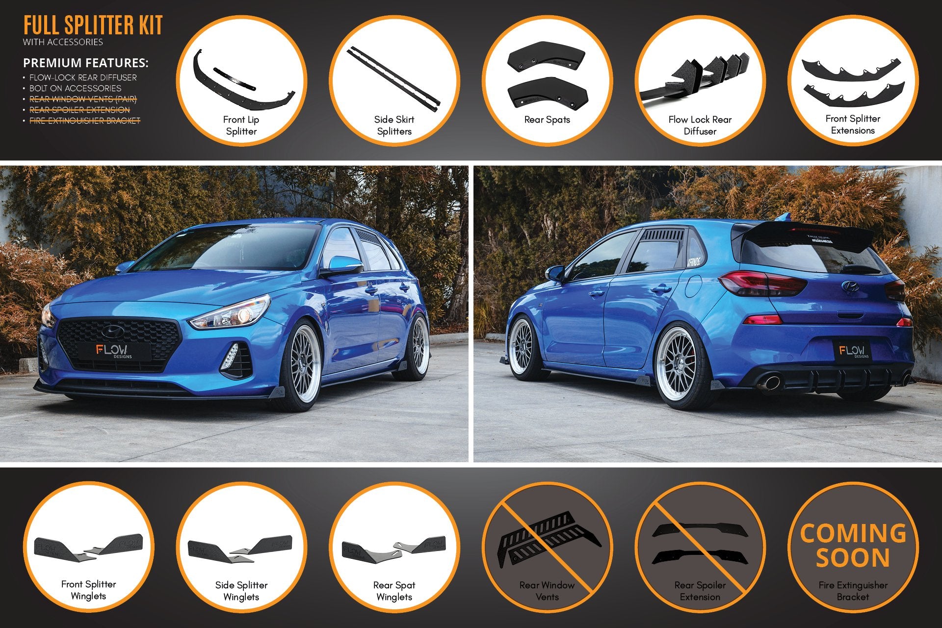 i30 SR Hatch (2017-2018) Full Lip Splitter Set - MODE Auto Concepts