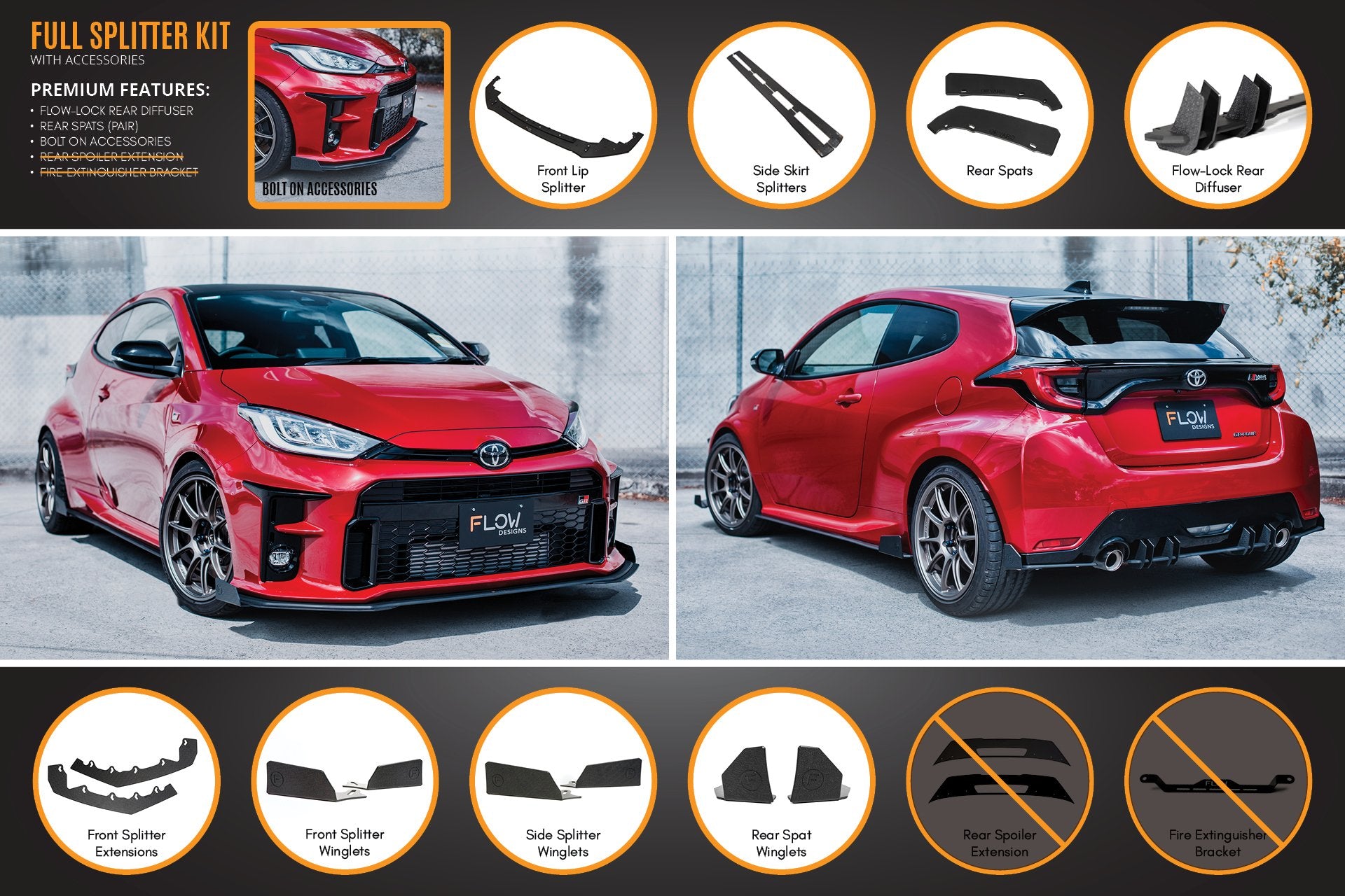 Yaris GR Full Lip Splitter Kit With Rear Diffuser - MODE Auto Concepts