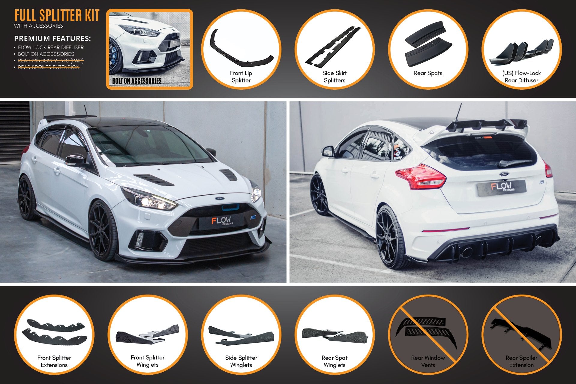 MK3 Focus RS Full Lip Splitter Kit - MODE Auto Concepts