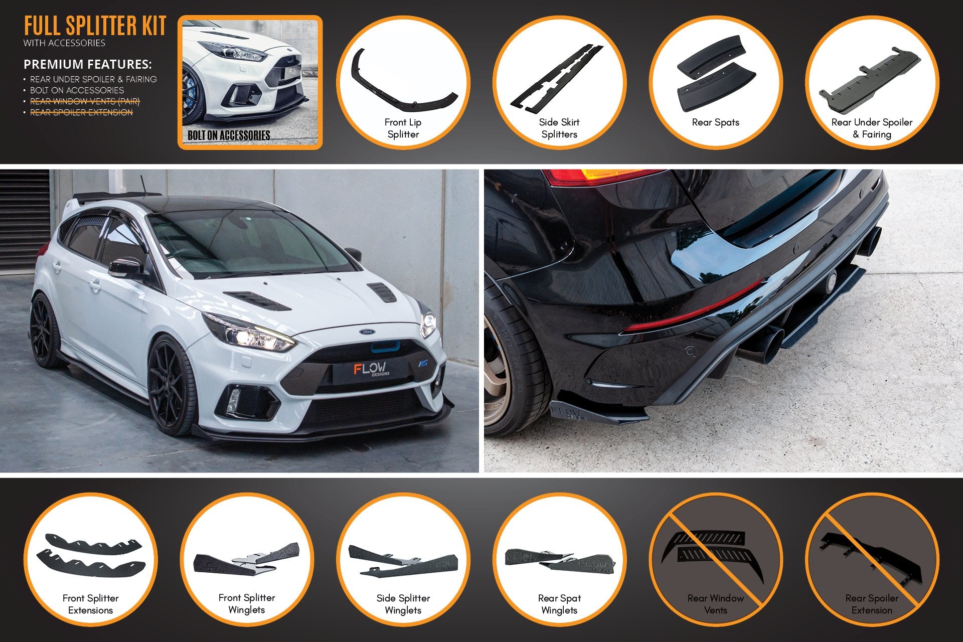 MK3 Focus RS Full Lip Splitter Kit - MODE Auto Concepts