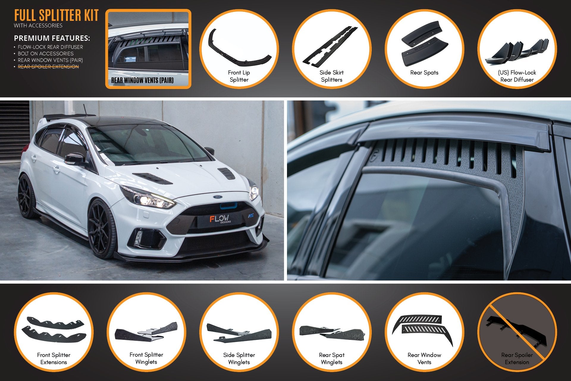 MK3 Focus RS Full Lip Splitter Kit - MODE Auto Concepts