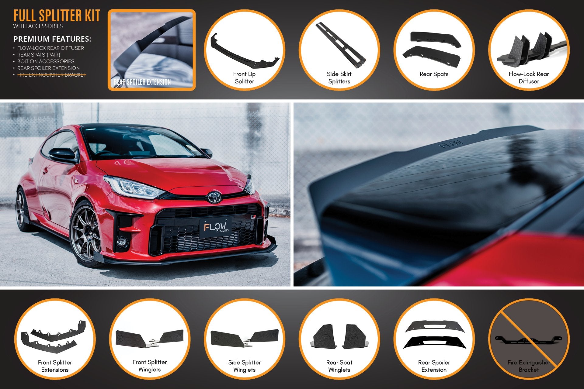 Yaris GR Full Lip Splitter Kit With Rear Diffuser - MODE Auto Concepts