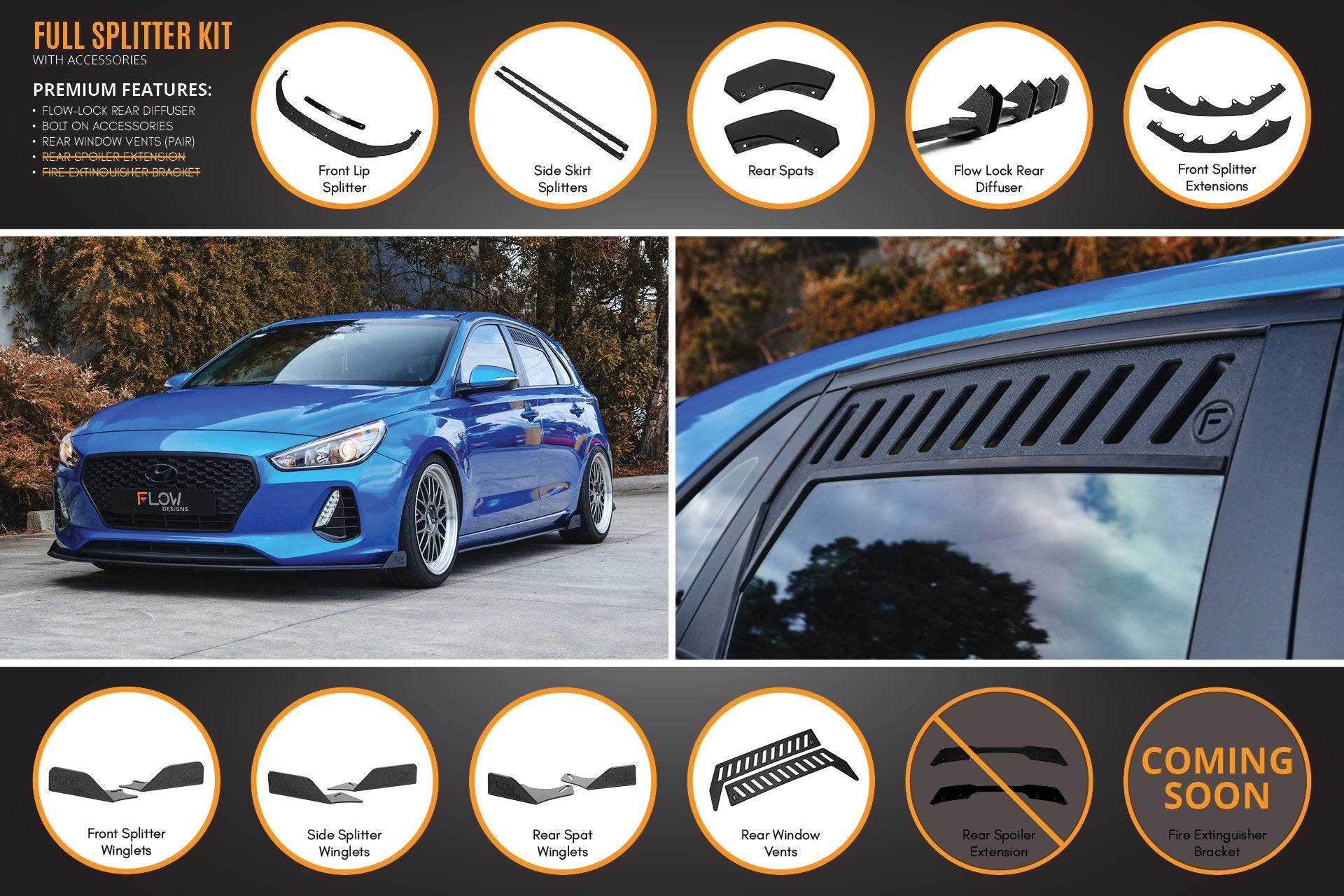 i30 SR Hatch (2017-2018) Full Lip Splitter Set - MODE Auto Concepts