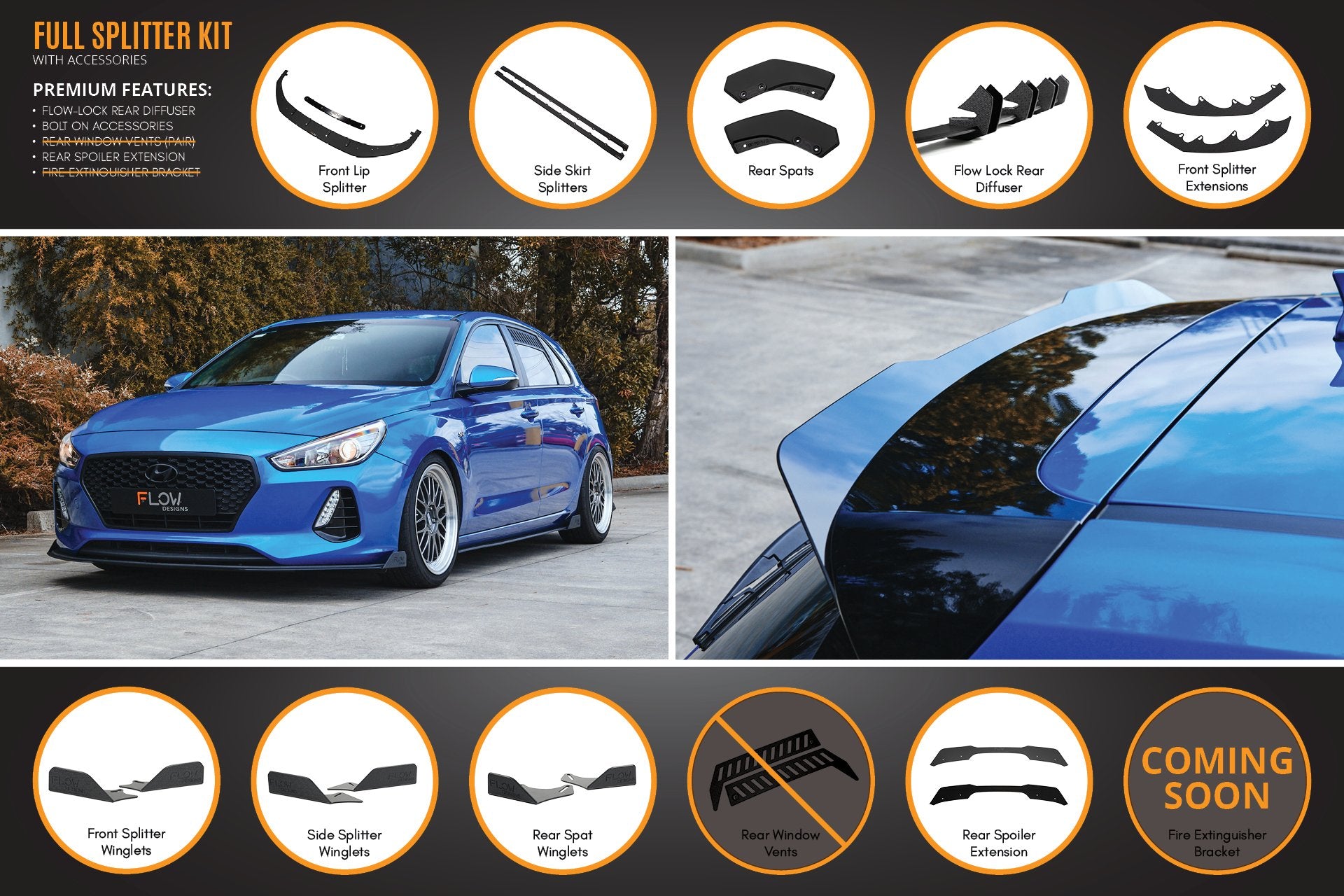 i30 SR Hatch (2017-2018) Full Lip Splitter Set - MODE Auto Concepts