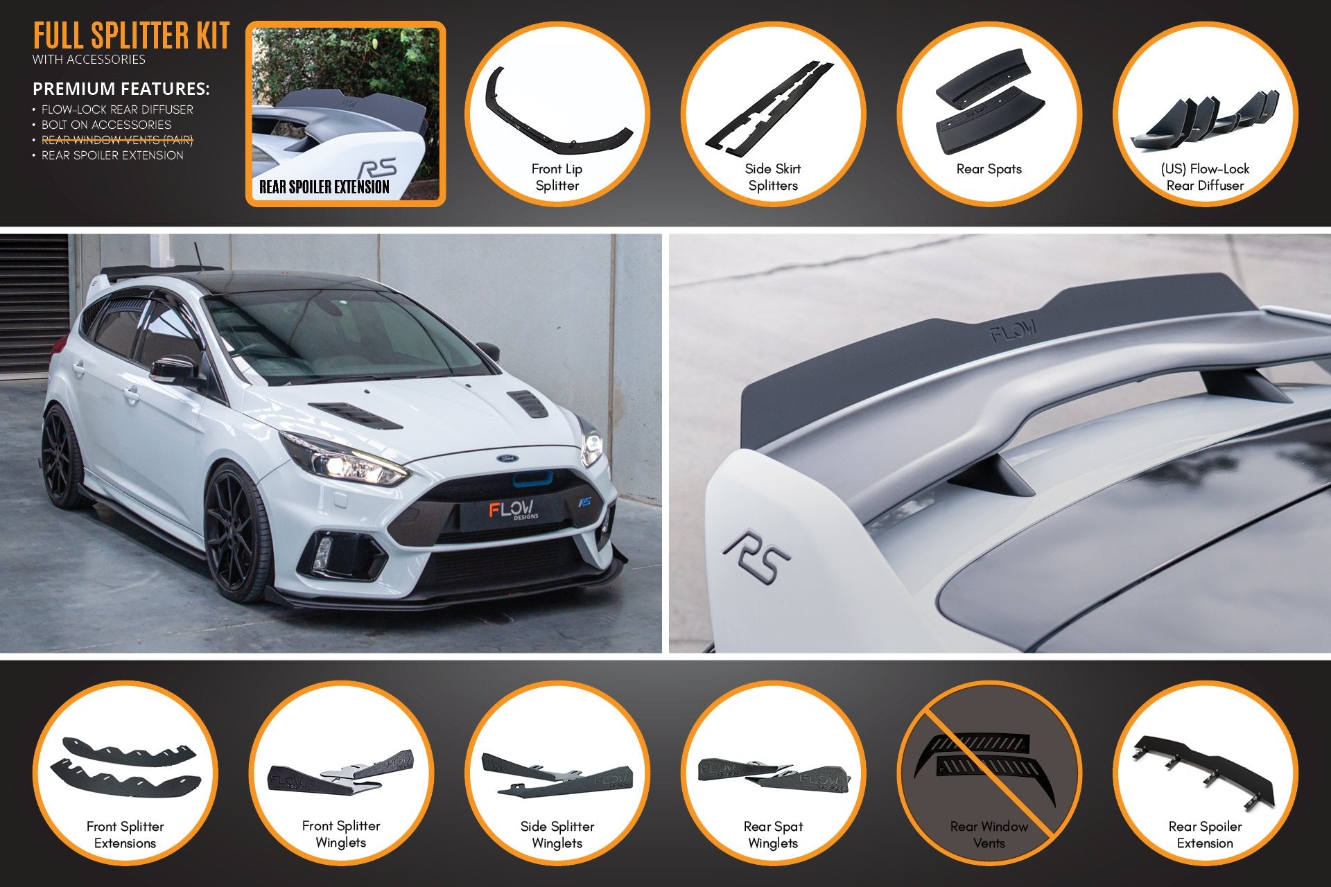 MK3 Focus RS Full Lip Splitter Kit - MODE Auto Concepts