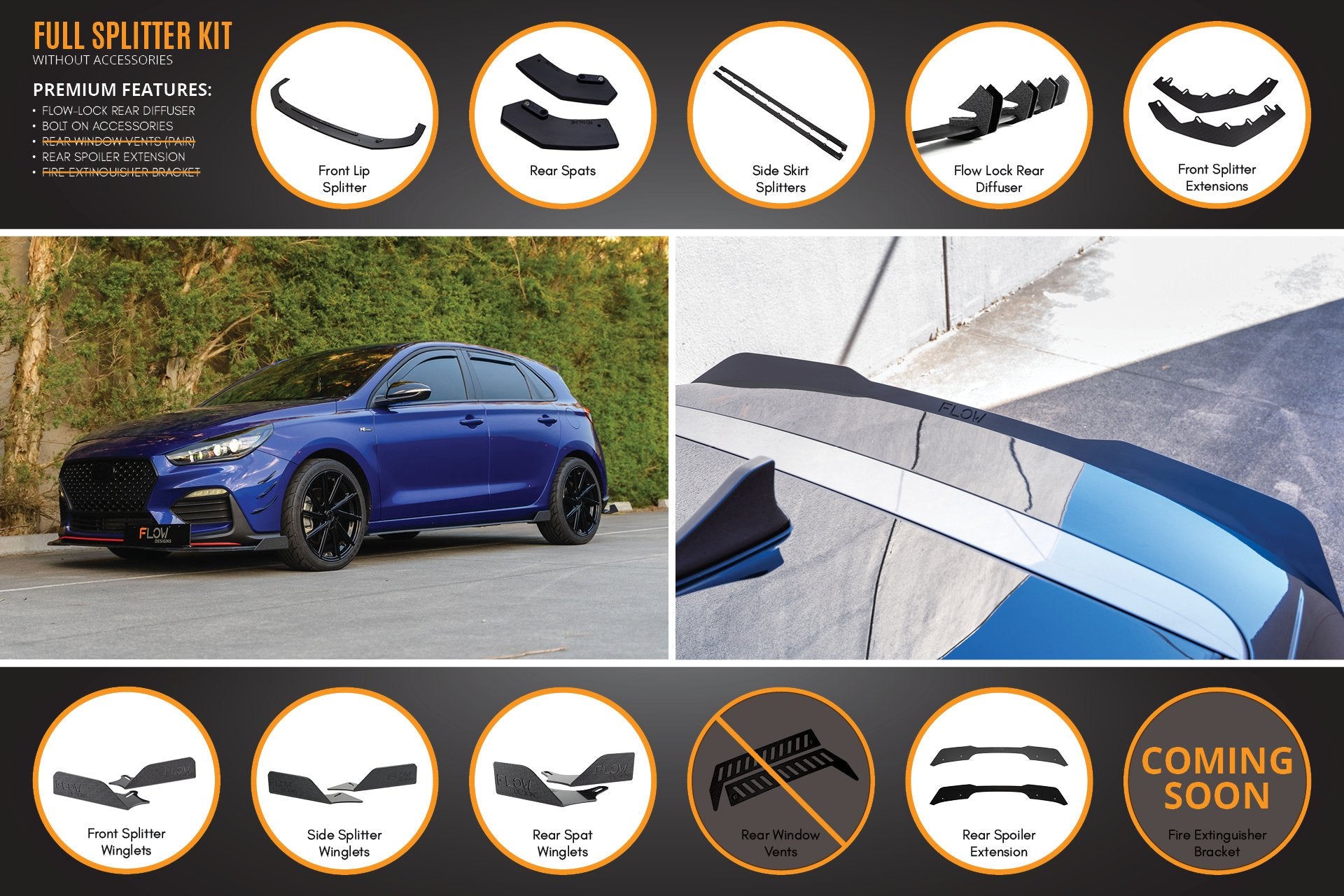 i30 N Line Hatch PD (2018-2020) Full Lip Splitter Set - MODE Auto Concepts