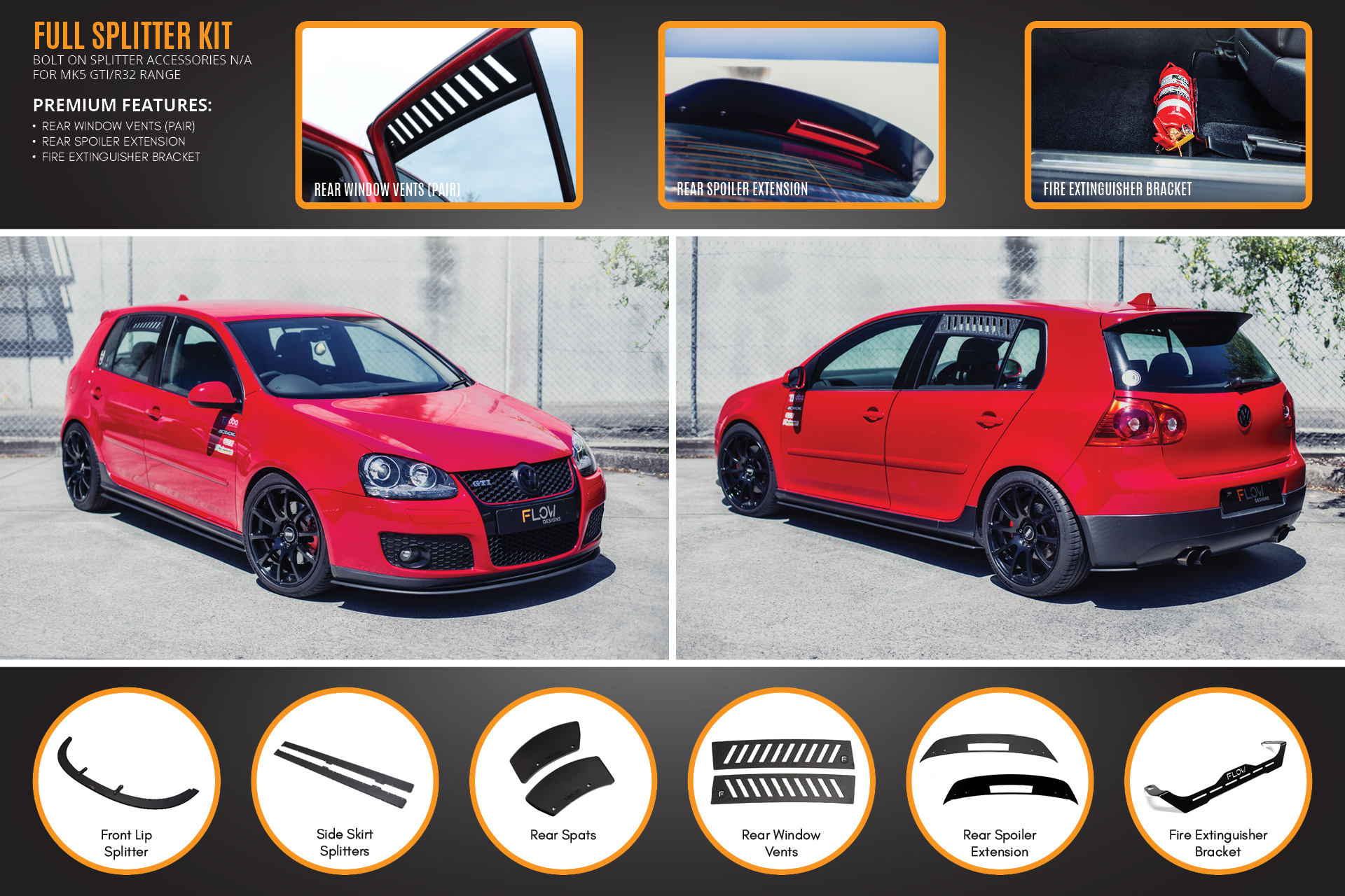 VW MK5 Golf GTI Full Lip Splitter Set - MODE Auto Concepts