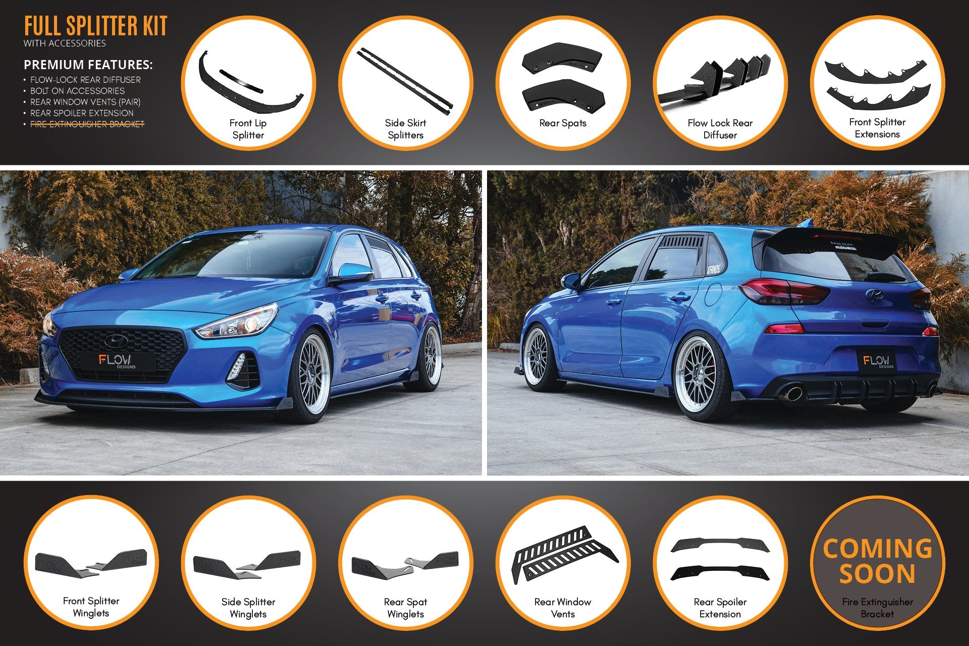 i30 SR Hatch (2017-2018) Full Lip Splitter Set - MODE Auto Concepts