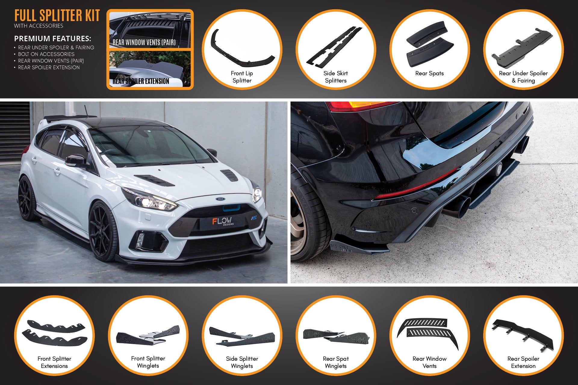 MK3 Focus RS Full Lip Splitter Kit - MODE Auto Concepts