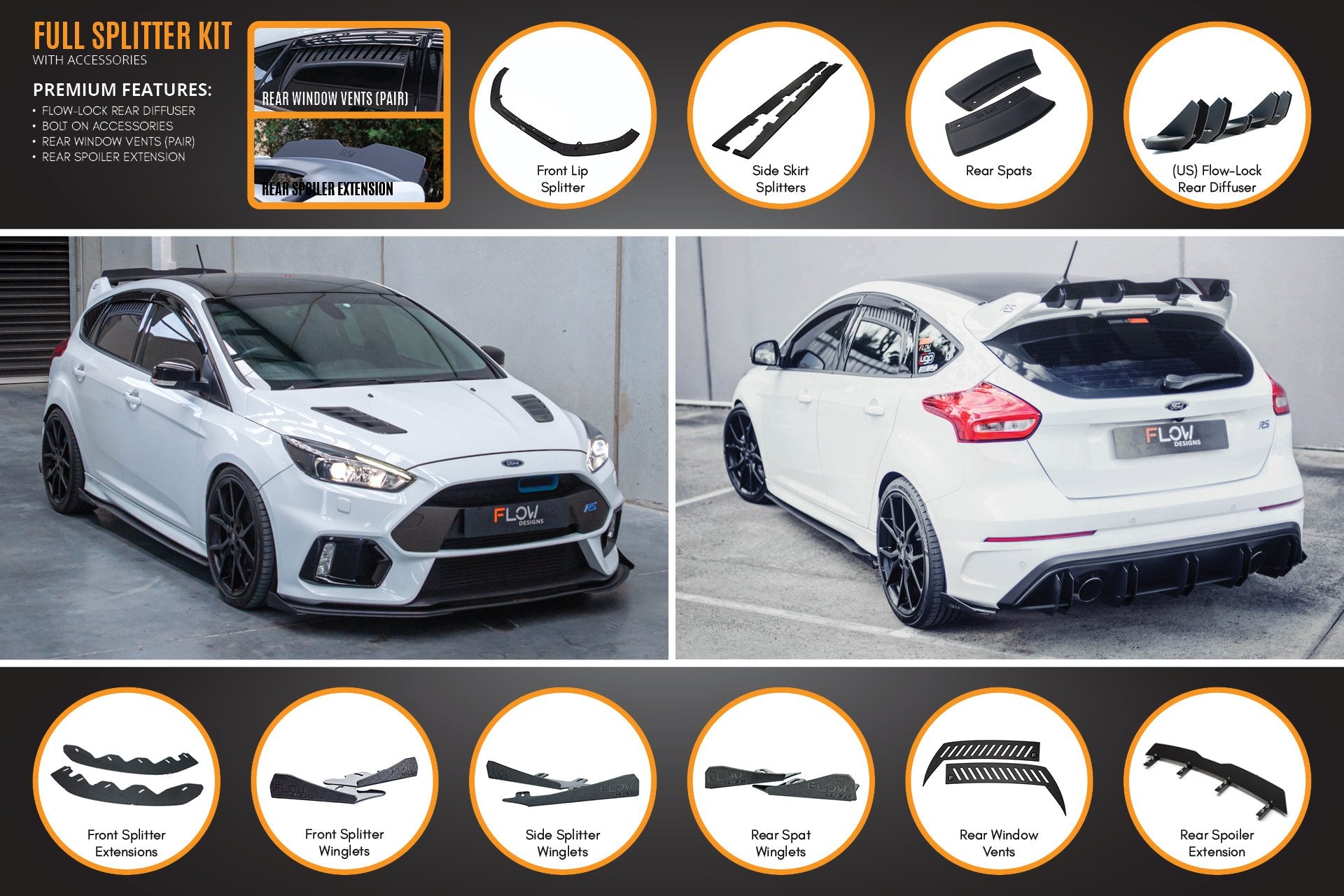 MK3 Focus RS Full Lip Splitter Kit - MODE Auto Concepts