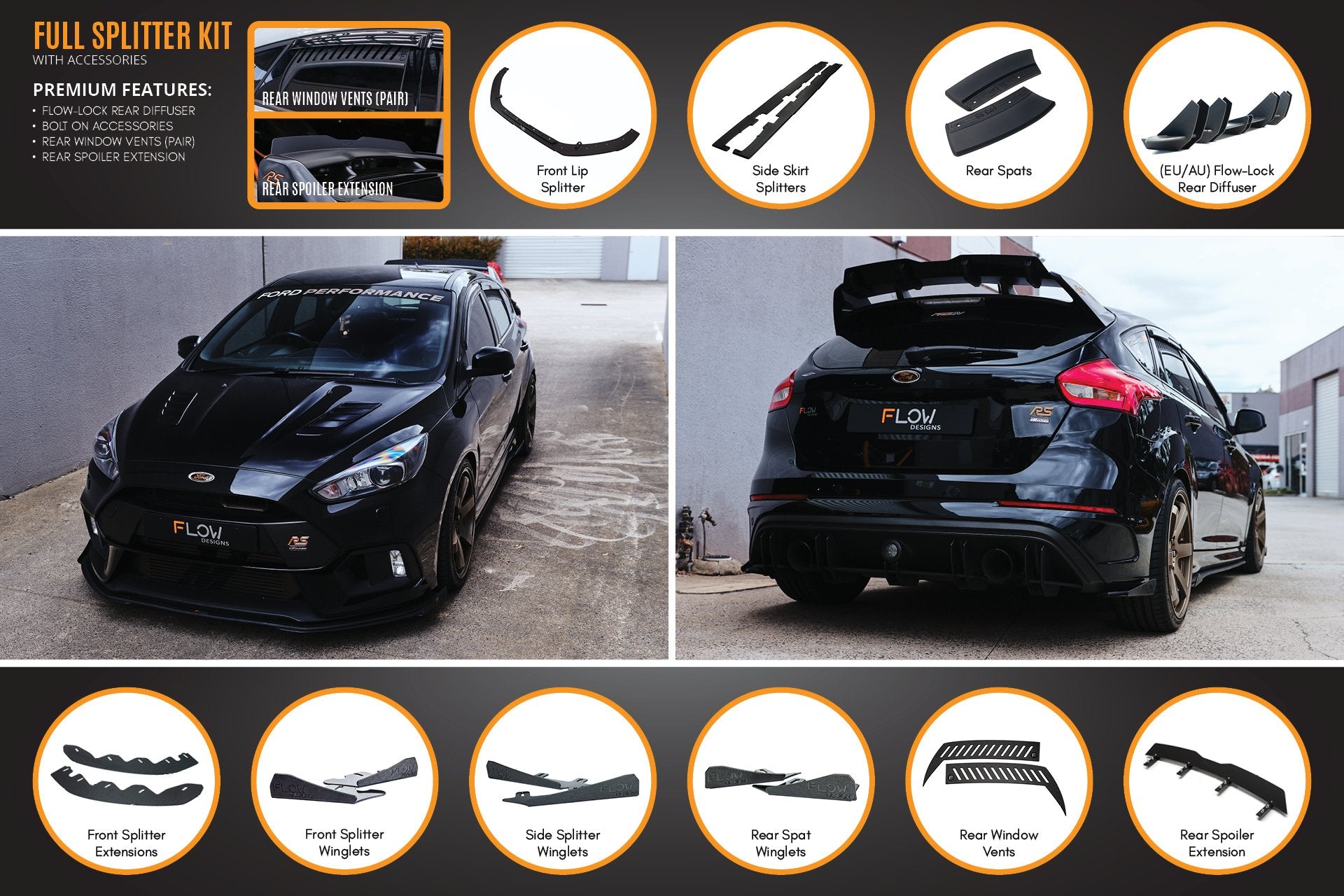 MK3 Focus RS Full Lip Splitter Kit - MODE Auto Concepts