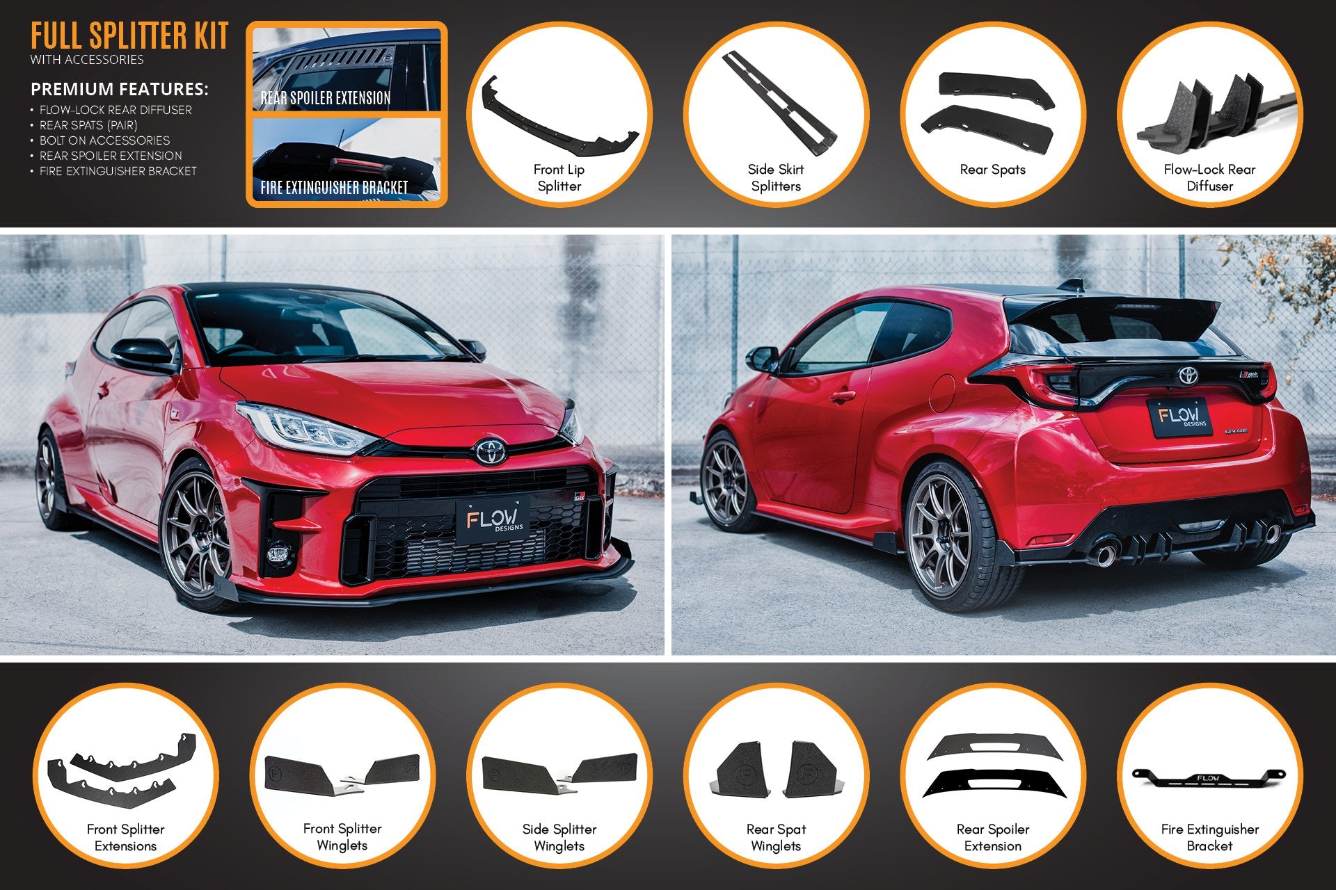 Yaris GR Full Lip Splitter Kit With Rear Diffuser - MODE Auto Concepts