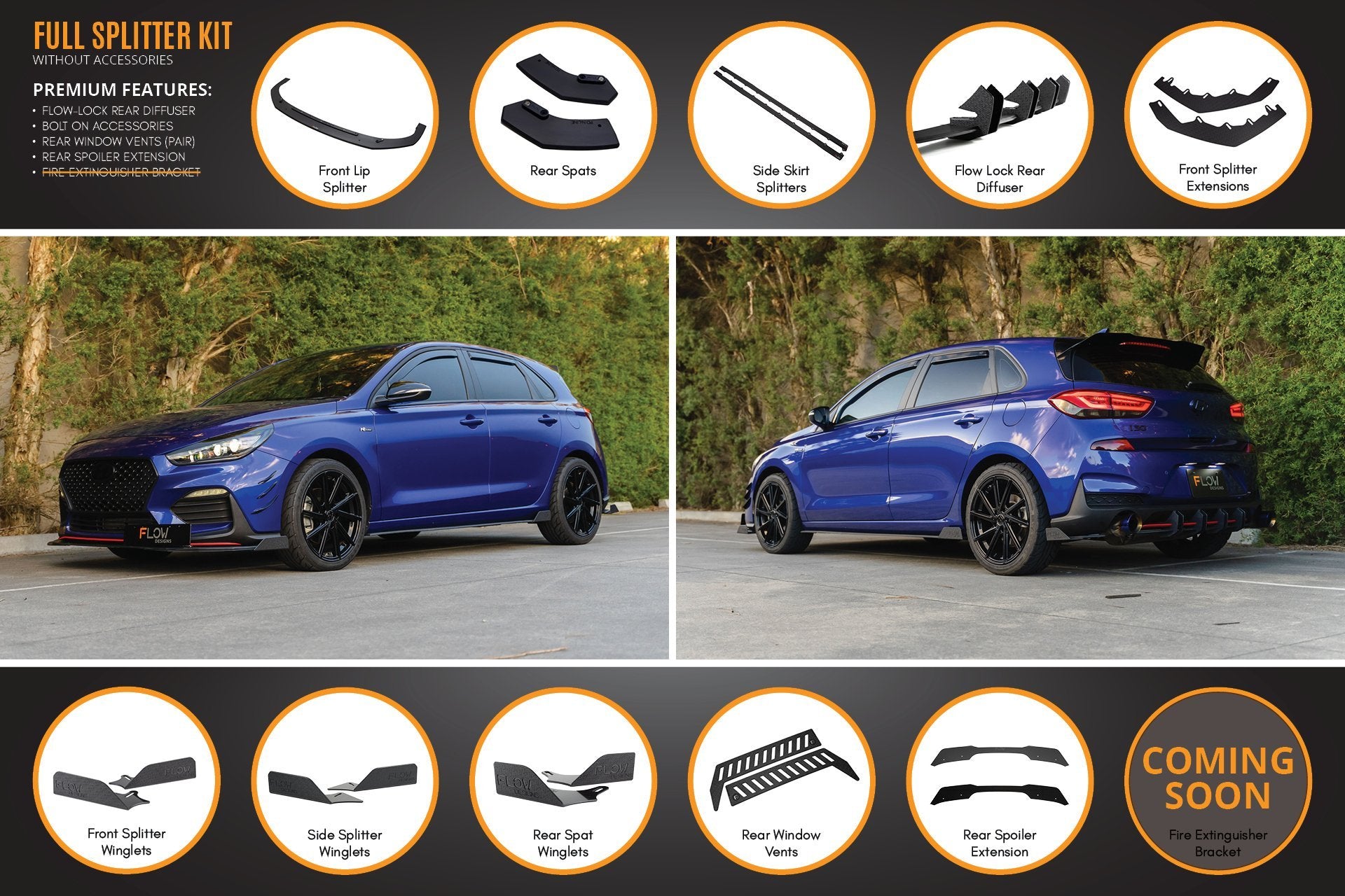 i30 N Line Hatch PD (2018-2020) Full Lip Splitter Set - MODE Auto Concepts