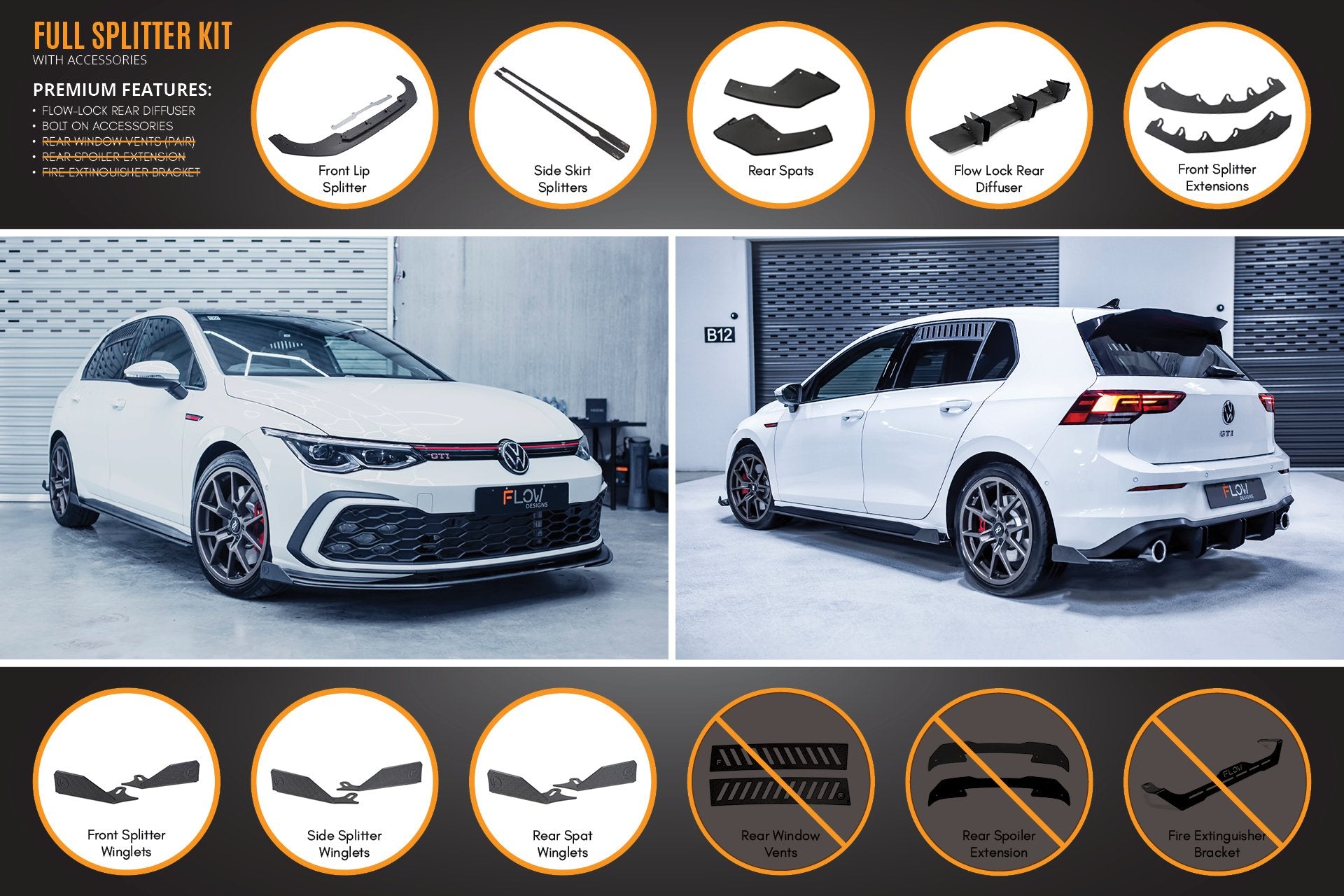 MK8 Golf GTI Full Lip Splitter Set - All Accessories - MODE Auto Concepts