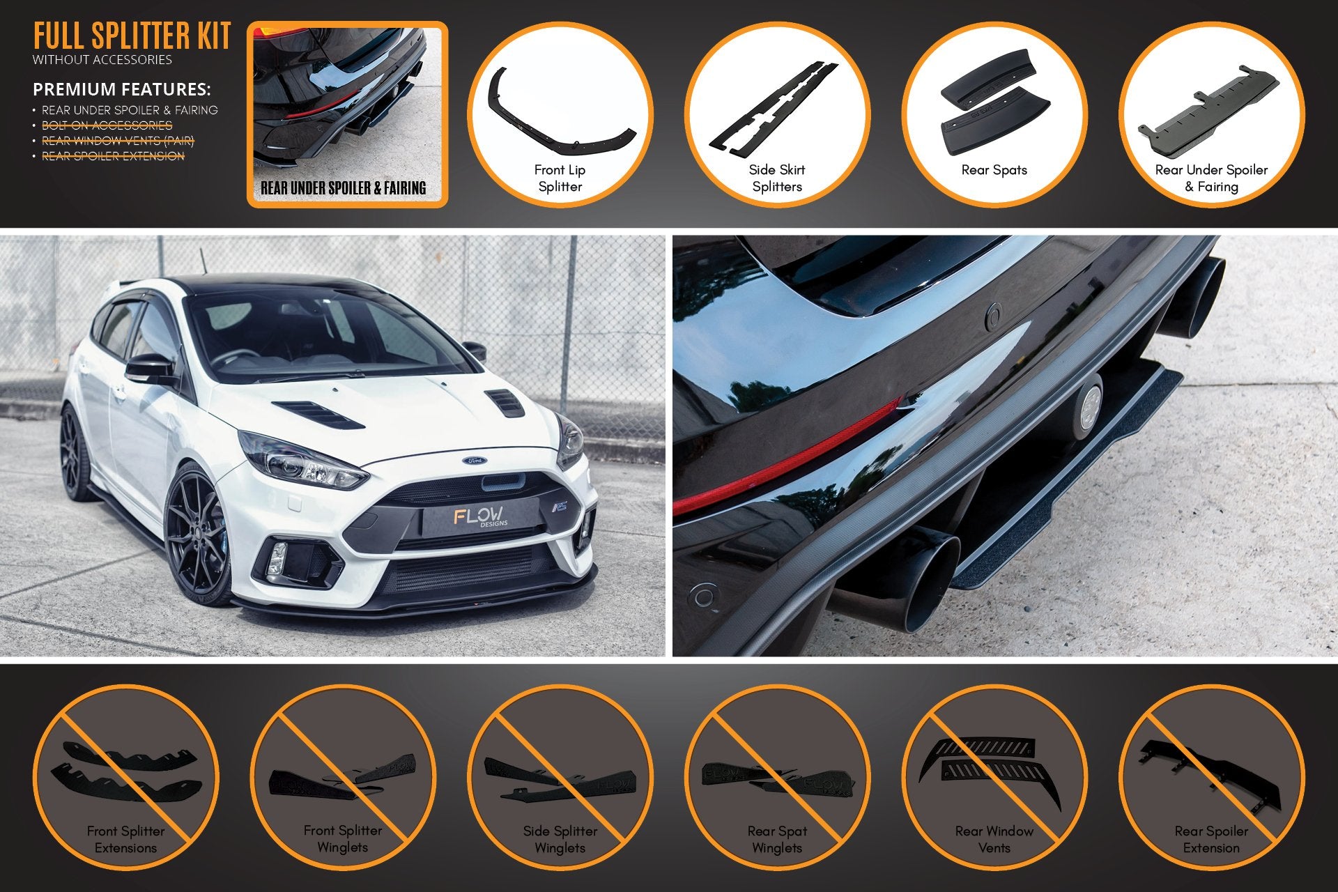 MK3 Focus RS Full Lip Splitter Kit - MODE Auto Concepts