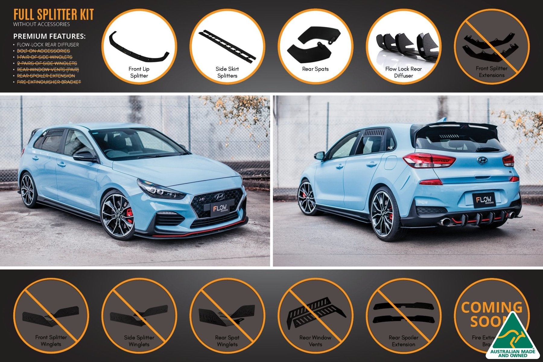 i30N Hatch PD (2018-2020) Full Lip Splitter Set - MODE Auto Concepts